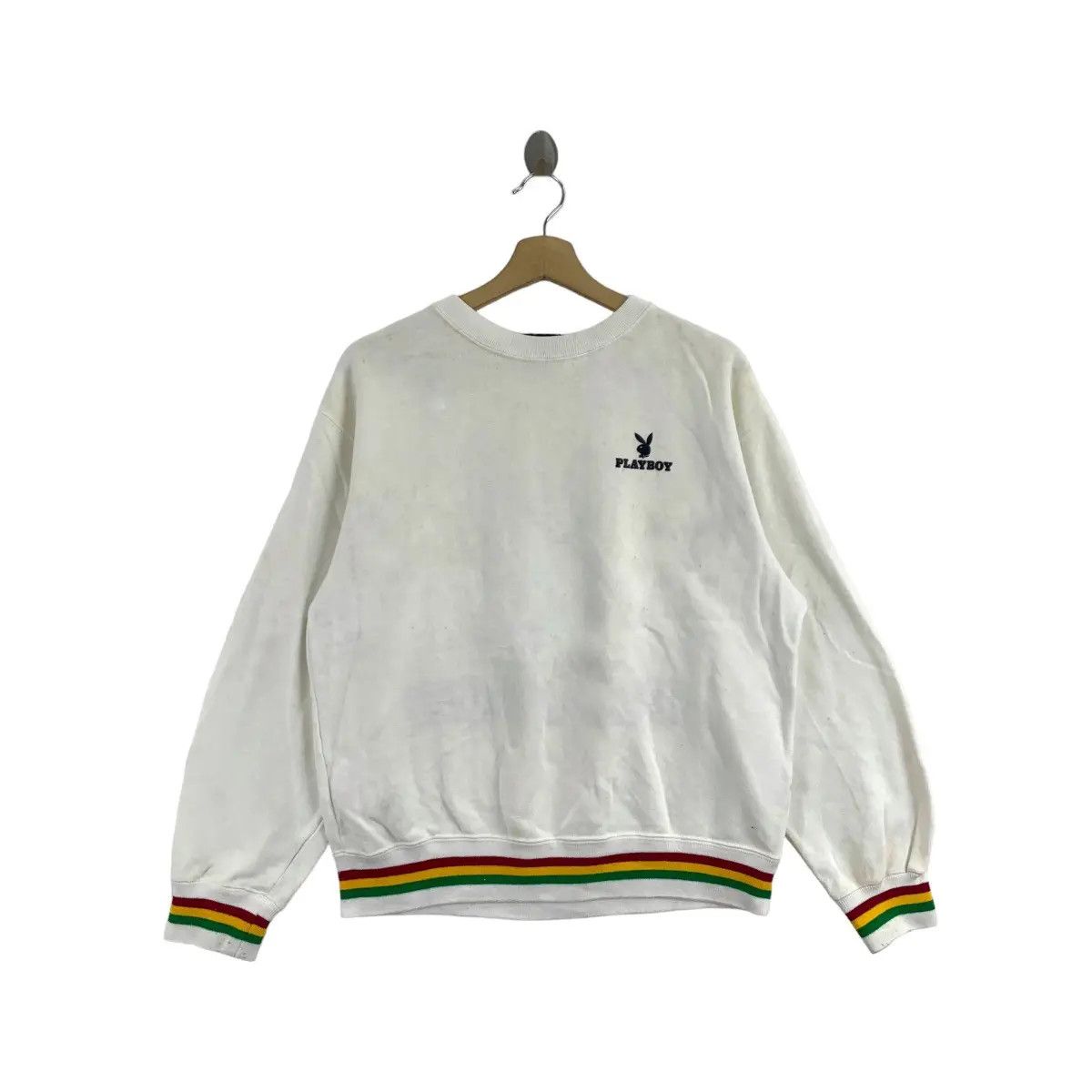 Playboy Vtg PLAYBOY MAGAZINE Rabbit Bunny Reggae Ringer Sweatshirt Size M / US 6-8 / IT 42-44 - 3 Thumbnail