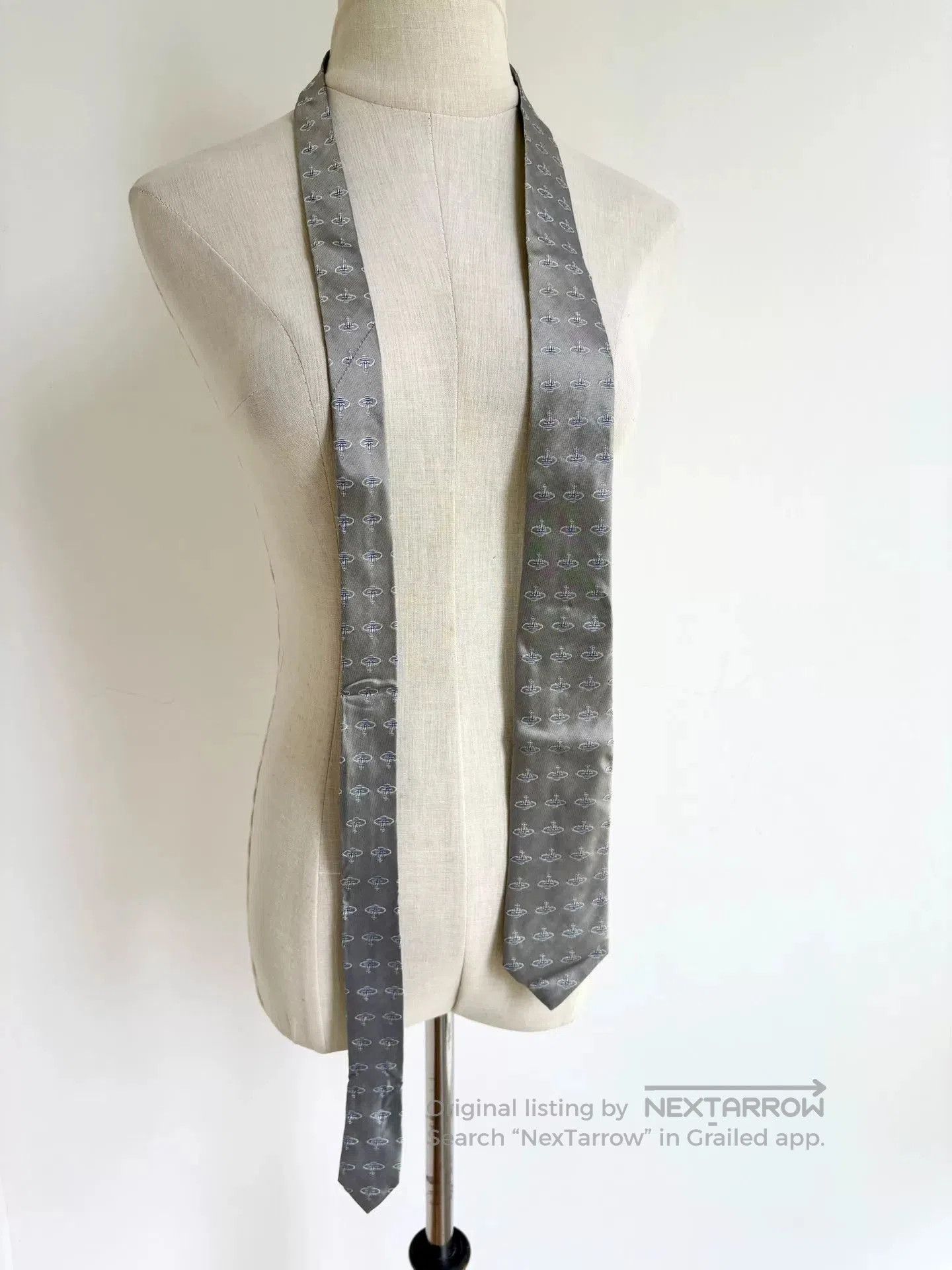 Vivienne Westwood vivienne westwood silver embroidered necktie. Size ONE SIZE - 3 Thumbnail