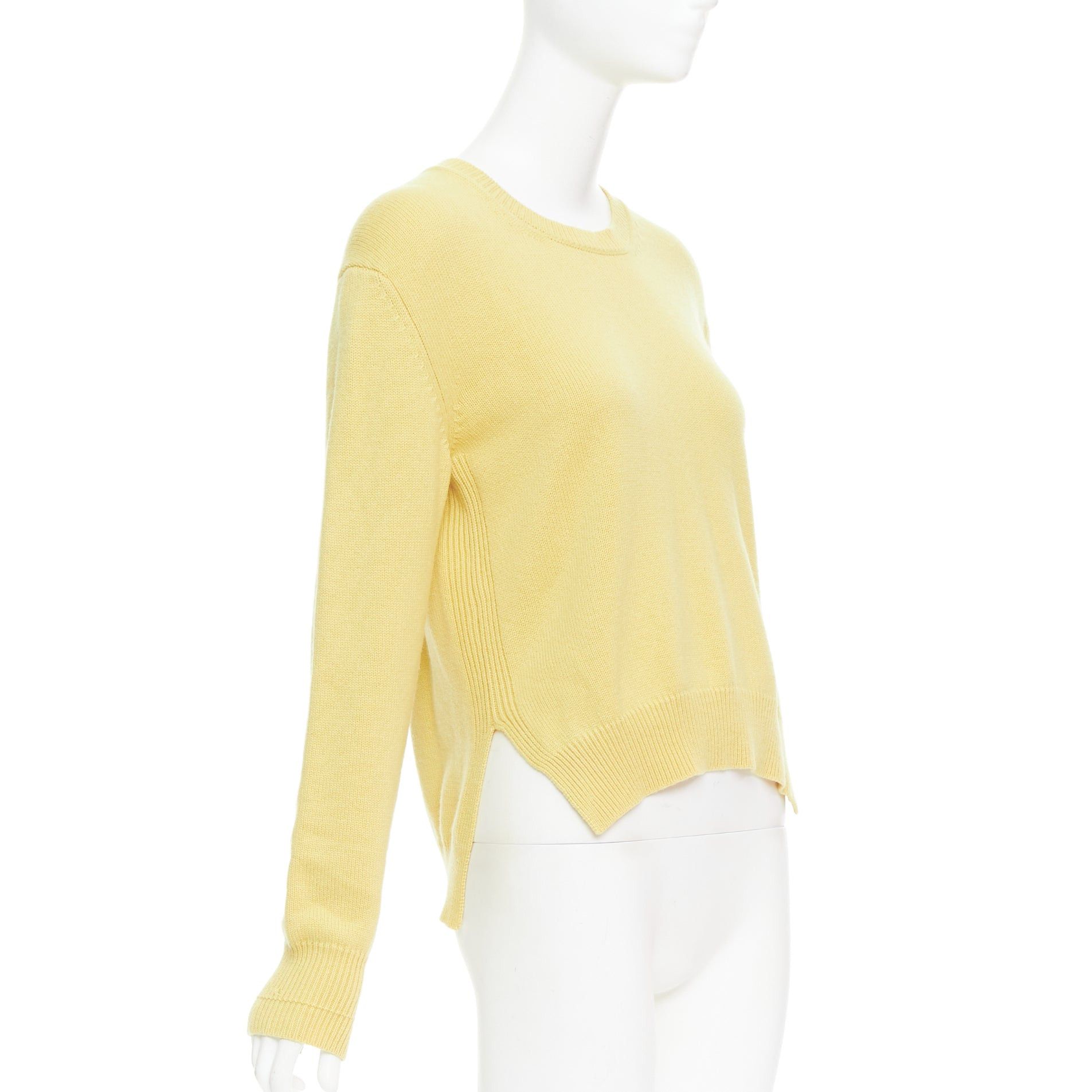 Celine OLD CELINE Phoebe Philo yellow cashmere anagram logo sweater S Size S / US 4 / IT 40 - 1 Thumbnail