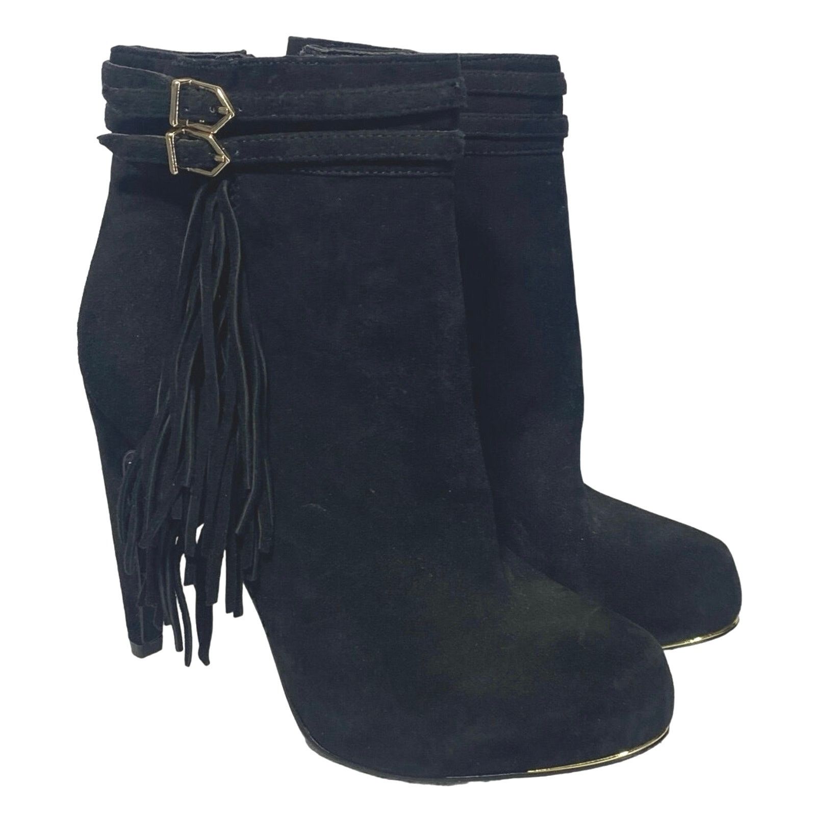 Sam Edelman Sam Edelman Black Suede Stiletto Boots Gold Trim women sz 6 Size US 6 / IT 36 - 1 Thumbnail