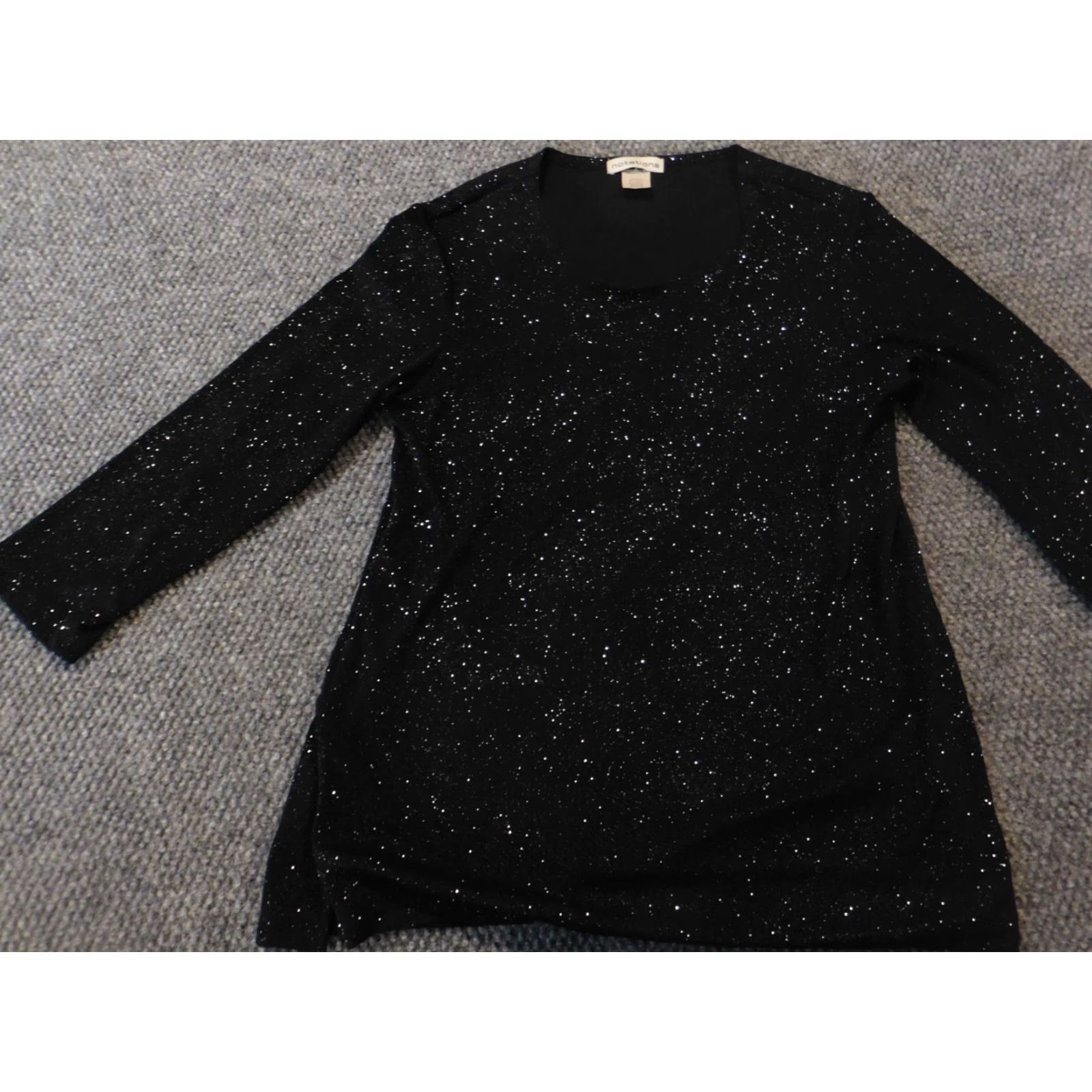 Vintage Notations Womens Blouse S Black Pullover Casual Stretch Button Collared Polyester Spandex Size S / US 4 / IT 40 - 3 Thumbnail