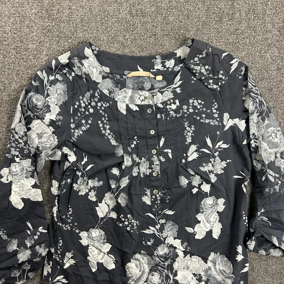 Other Soft Surroundings Blouse Womens Small Floral Henley Cotton Size S / US 4 / IT 40 - 2 Thumbnail