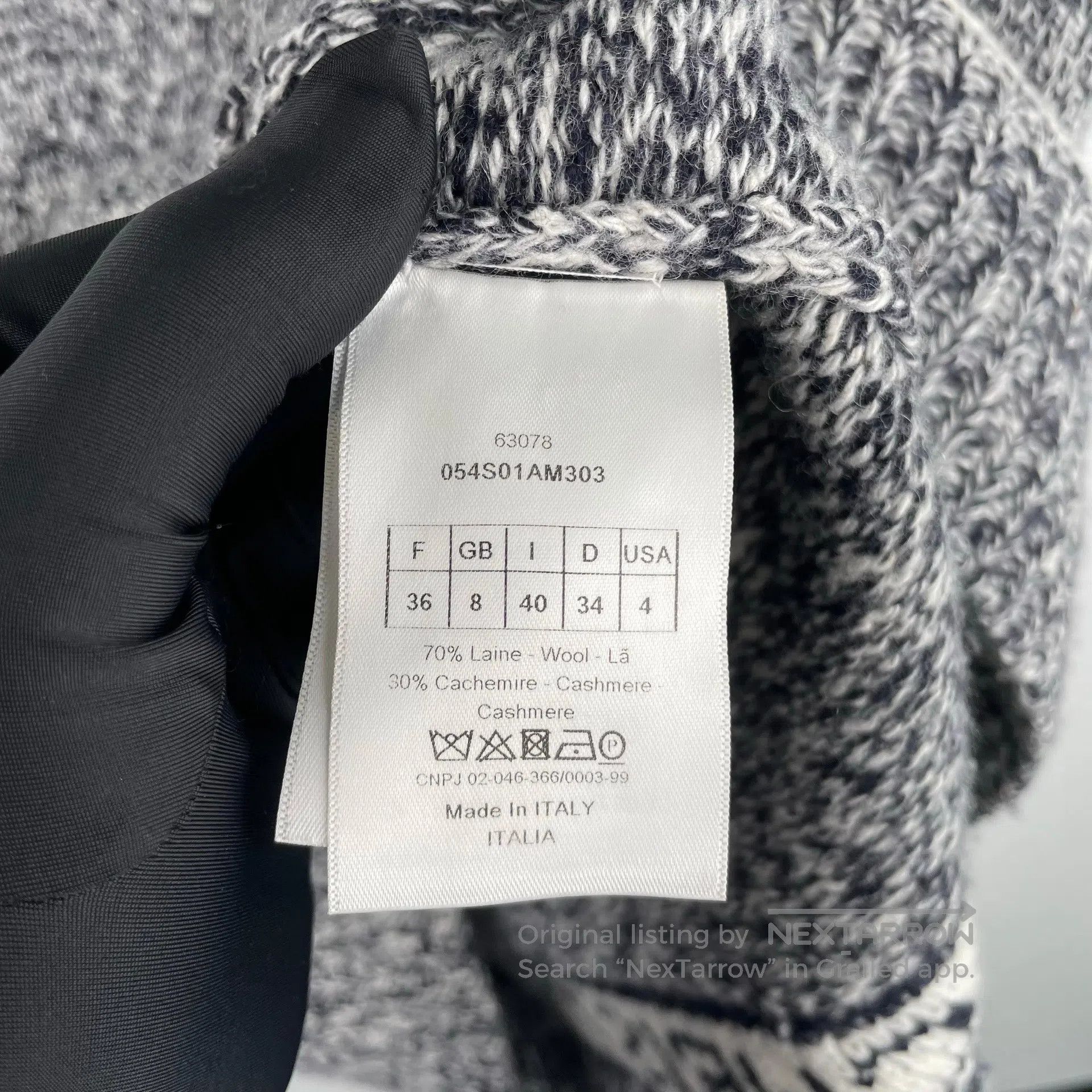 Dior Dior Academy style gray knitted V-neck cashmere sweater| Size XS / US 0-2 / IT 36-38 - 5 Thumbnail