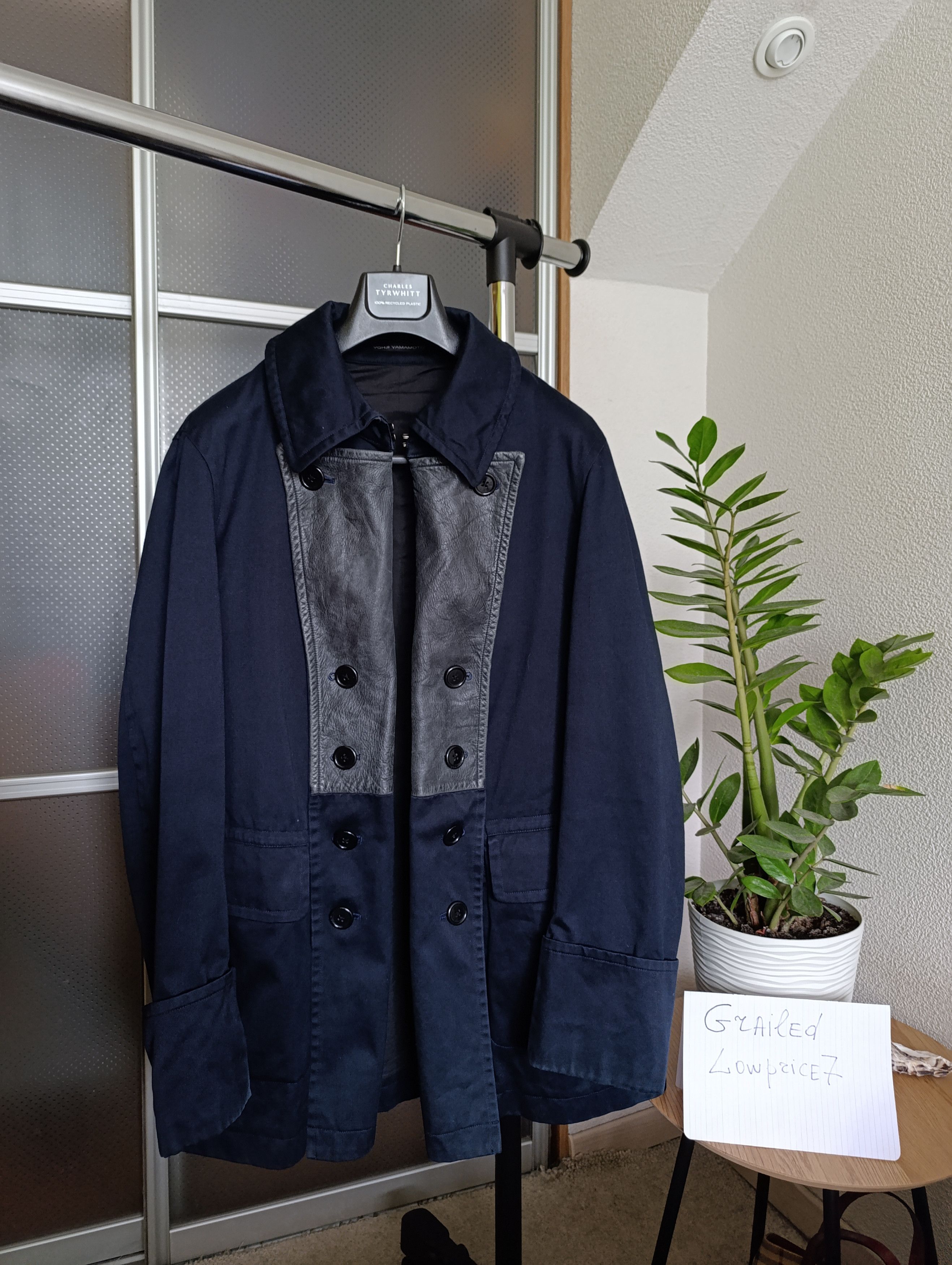 Yohji Yamamoto YOHJI YAMAMOTO Y'S MENS LEATHER SWITCHING COLOR DOUBLE COAT Size US XL / EU 56 / 4 - 3 Thumbnail