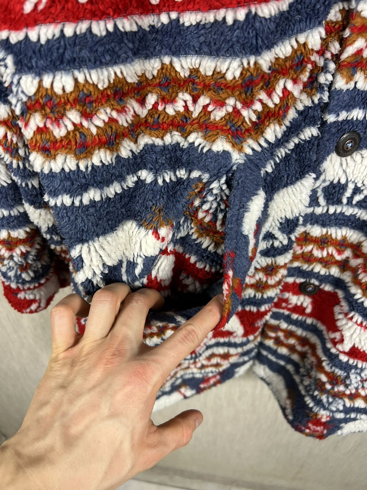 Ellesse Vintage Ellesse full print patterned sherpa coat jacket Size US L / EU 52-54 / 3 - 12 Thumbnail