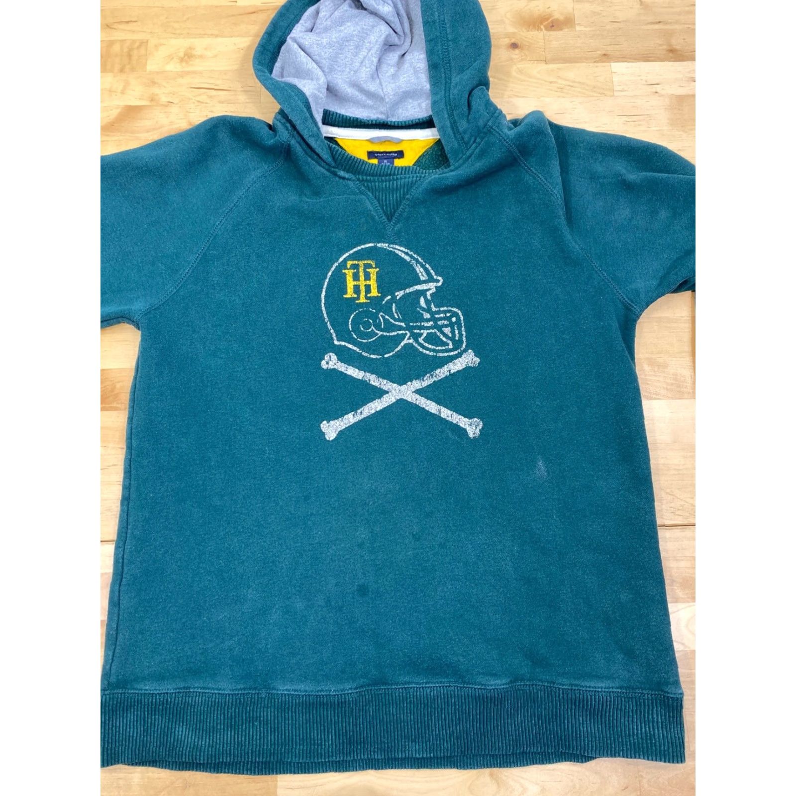 Tommy Hilfiger VINTAGE Tommy Hilfiger Green Hoodie Logo Football XL Mens Pullover Hooded Size US XL / EU 56 / 4 - 4 Thumbnail