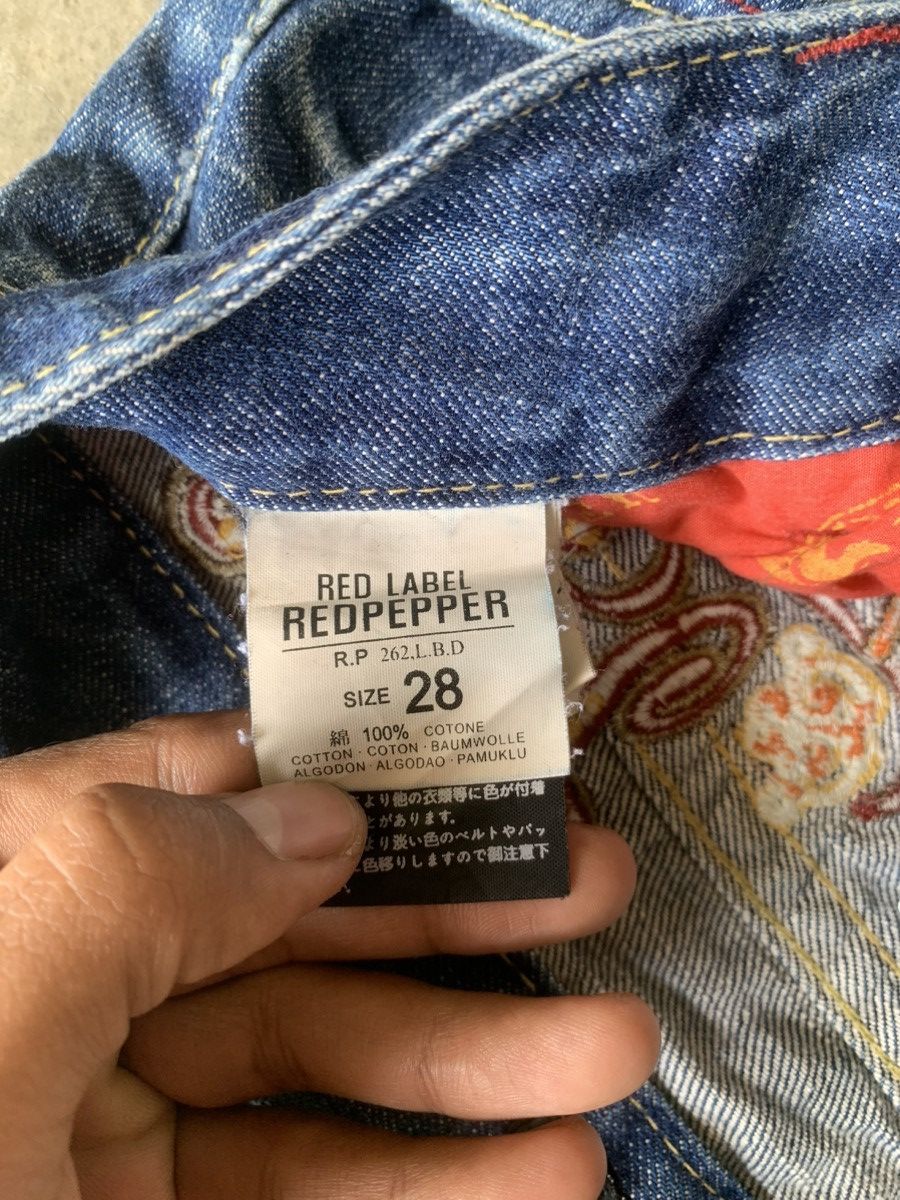 14th Addiction × If Six Was Nine × Japanese Brand Vintage Red Pepper Embroidery Bootcut Jeans Size US 33 - 8 Thumbnail