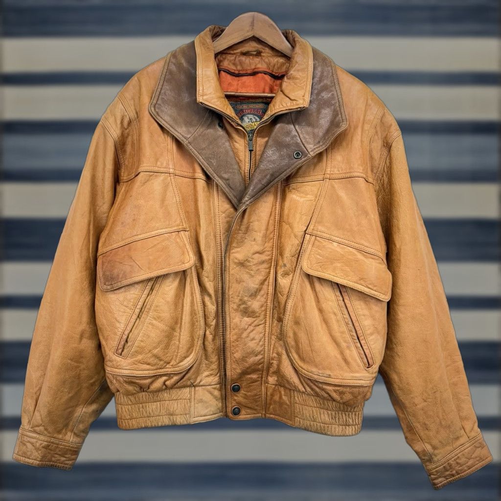 Vintage VINTAGE Adventure Bound Leather Bomber Jacket Men's