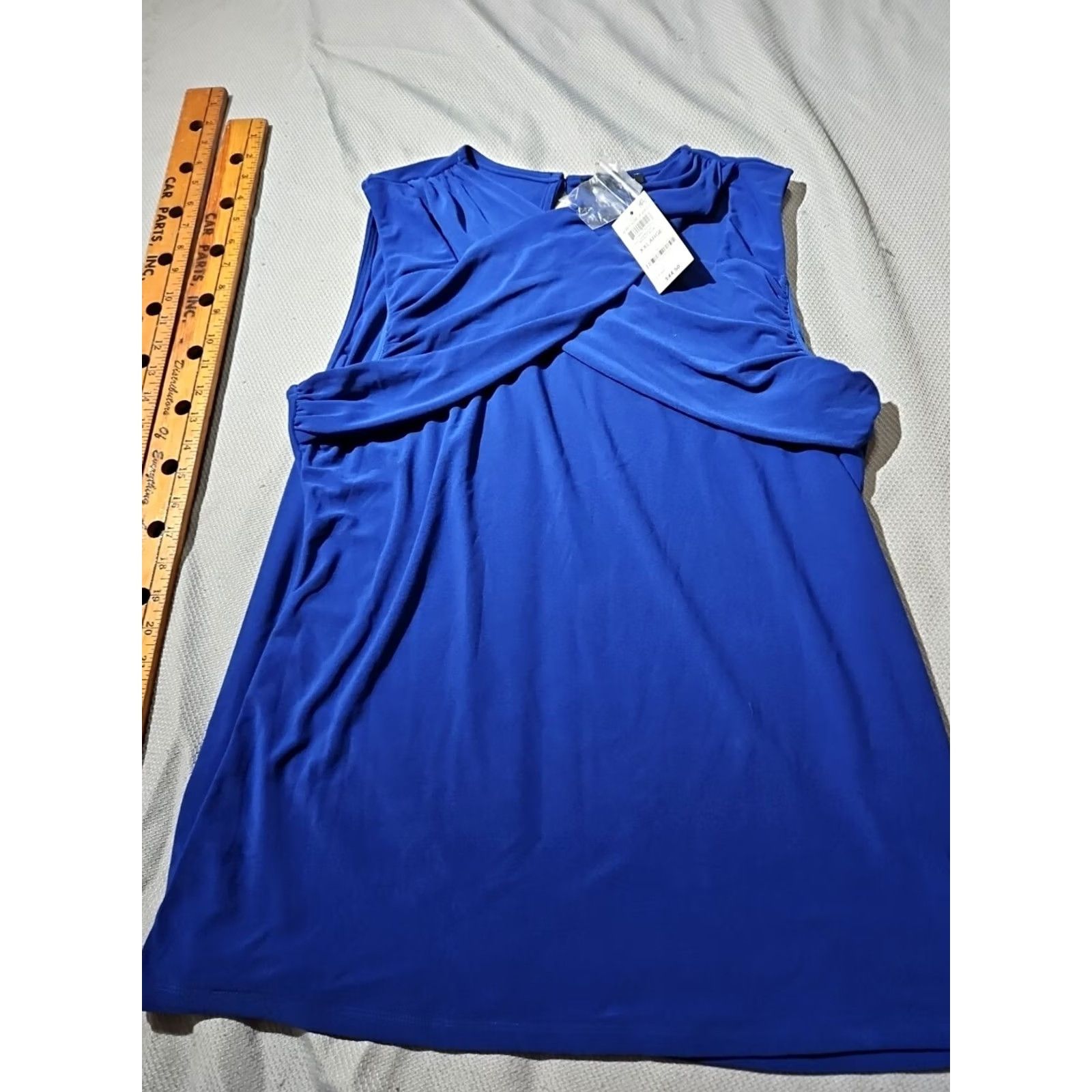 Vintage NWT INC International Concepts Shirt Womens XXL 2XL Blue Wrap Ruched Top Vest? Size XXL / US 16-18 / IT 52-54 - 4 Thumbnail