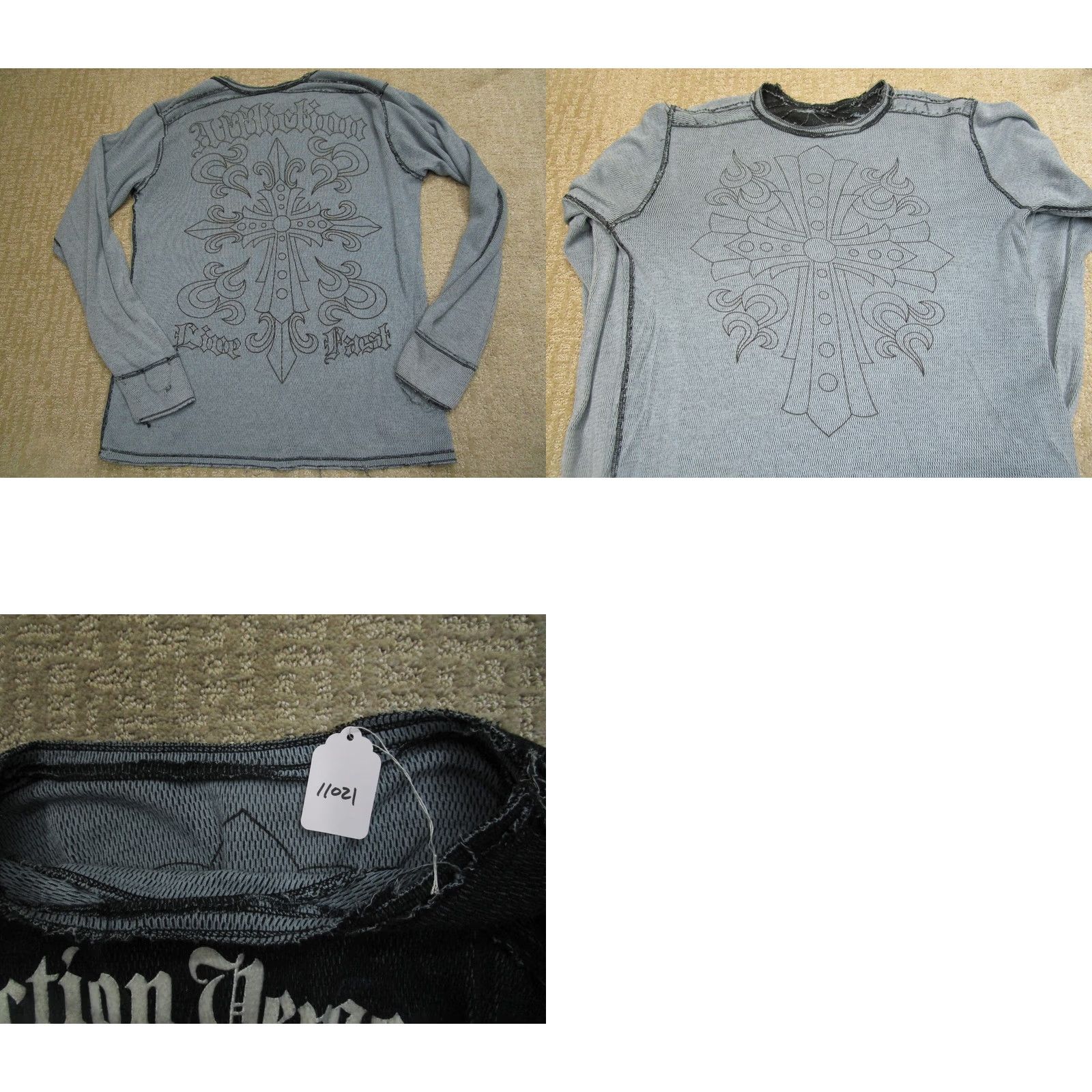 Affliction Affliction Shirt Men XL Black Reversible Thermal Wings Skull Grunge Gothic Y2K Size US XL / EU 56 / 4 - 8 Thumbnail
