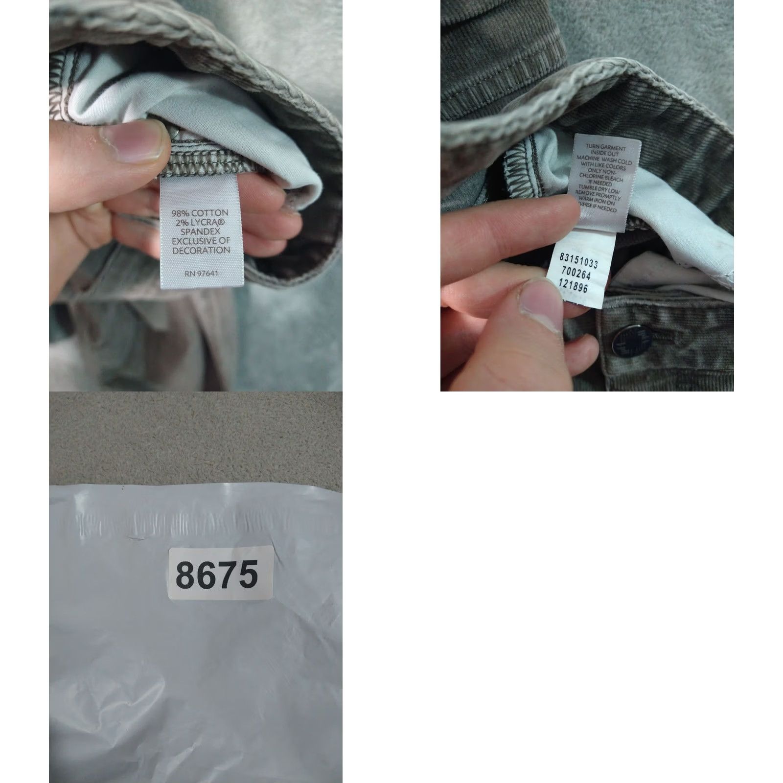 J. Jill J Jill Pants Women 12 Gray Corduroy Authentic Fit Flat Front Stretch Casual Chino Size 34" / US 12 / IT 48 - 8 Thumbnail