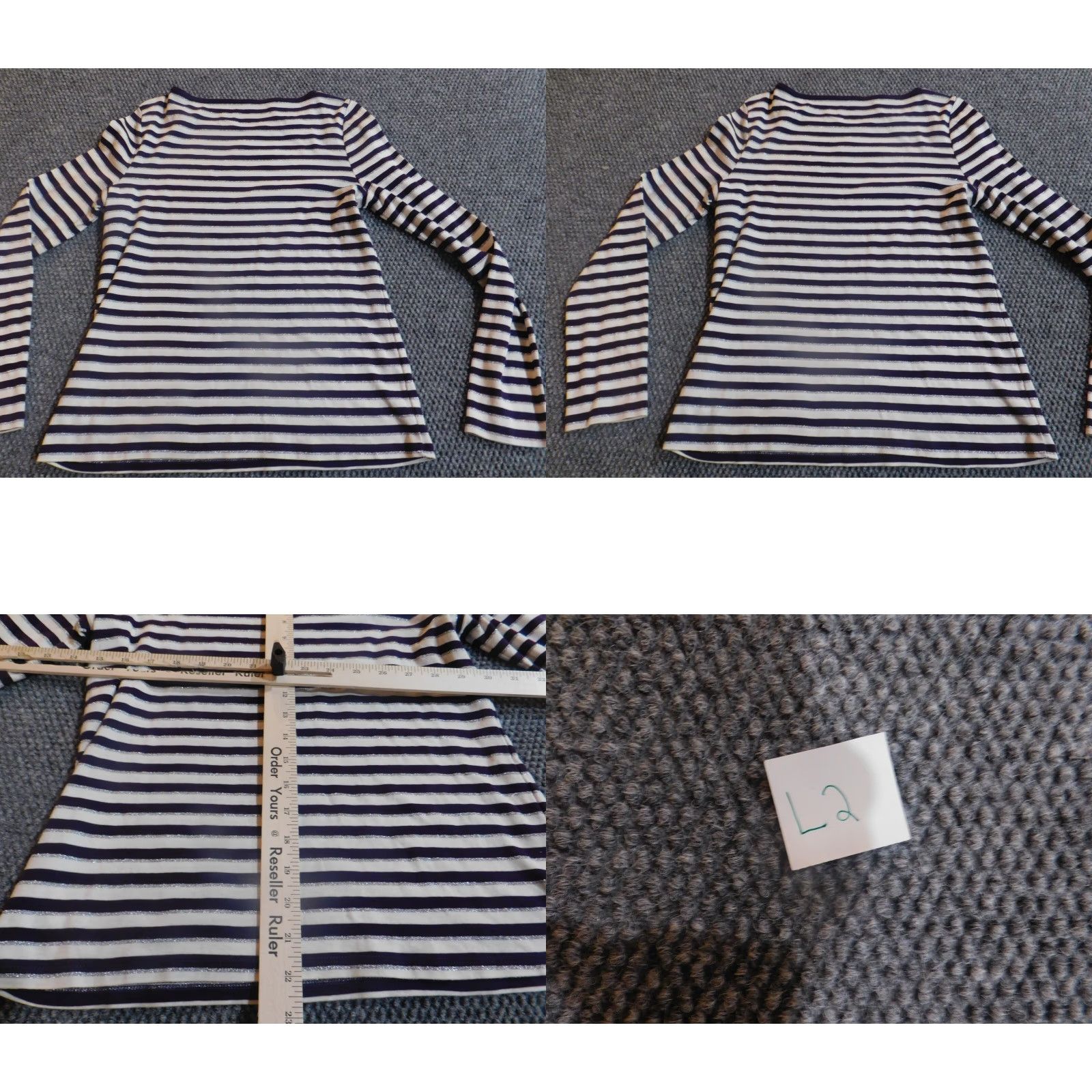 Talbots Talbots Womens Blouse PM Petites Purple Striped Pullover Crew Neck Long Sleeve Casual Rayon Button Size M / US 6-8 / IT 42-44 - 8 Thumbnail