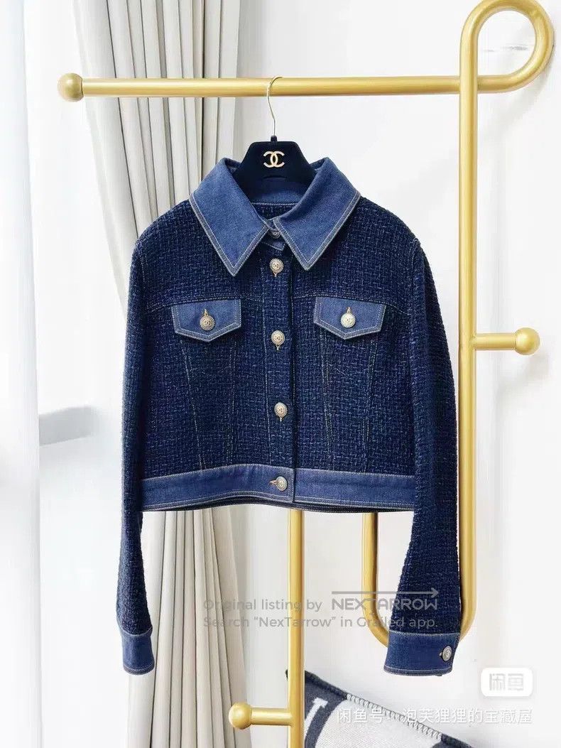 Chanel Chanel 18P dark blue fine glitter thick tweed denim two-p Size M / US 6-8 / IT 42-44 - 9 Thumbnail