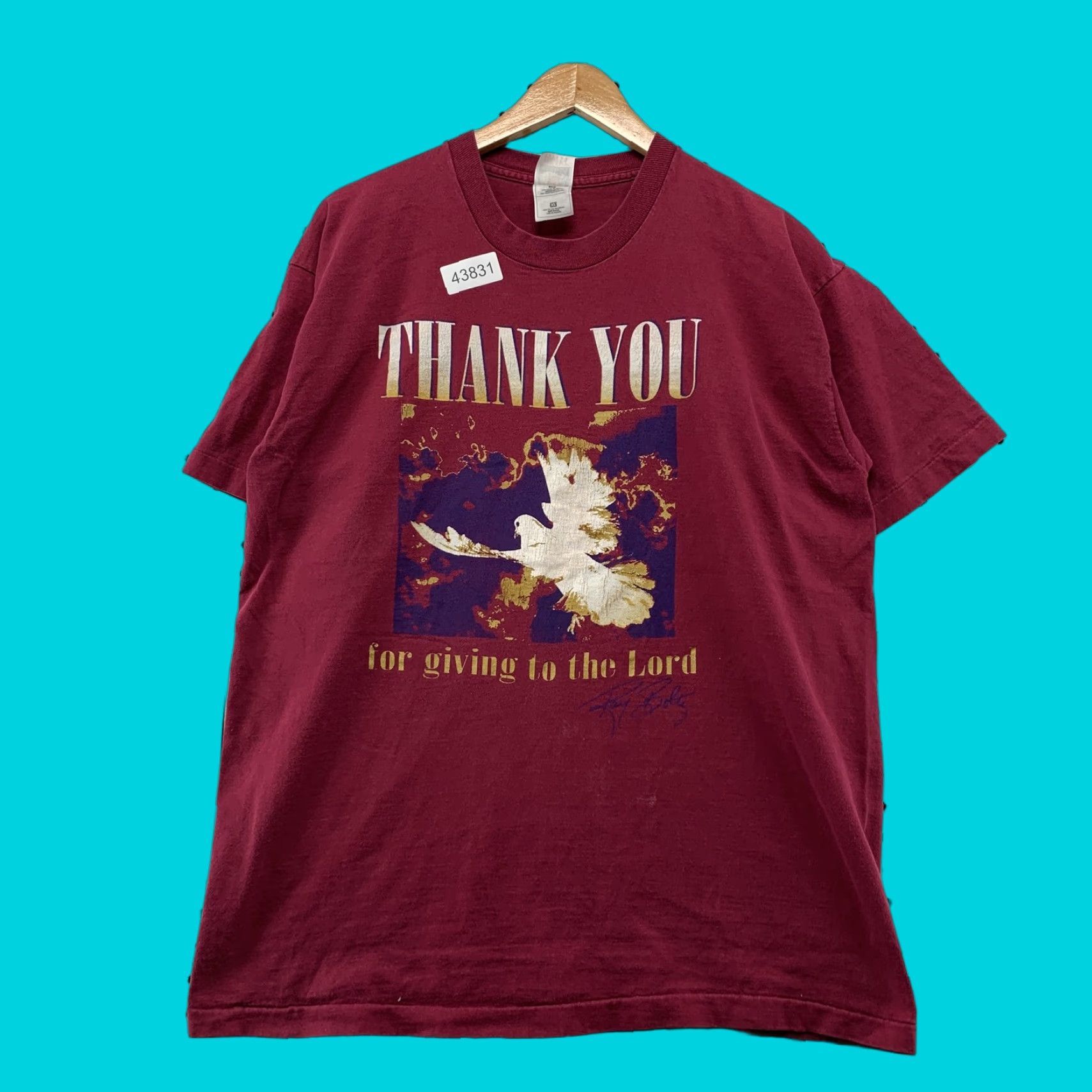 Fruit Of The Loom VINTAGE Fruit of the Loom 90s Ray Boltz Thank You Lord Shirt XL Red Crew Neck Short Sleeve Mens TEE Size US XL / EU 56 / 4 - 1 Thumbnail