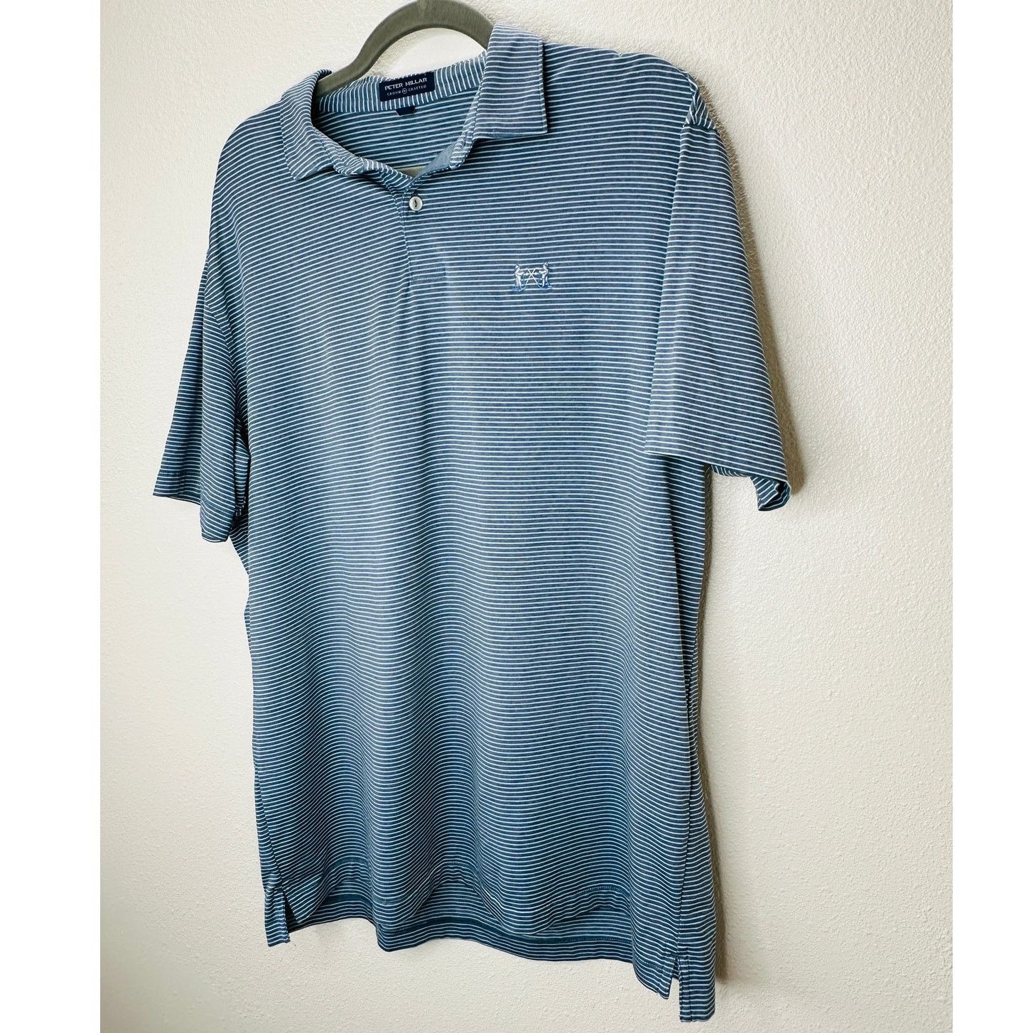 Peter Millar Peter Millar Light Blue & Blue Jean Stripe Short Sleeve L Size US L / EU 52-54 / 3 - 3 Thumbnail