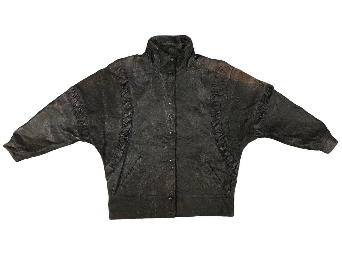 image of Leather Jacket x Remy Leather Coat Coal Button 3Q Sleeve in Black, Men's (Size Medium)