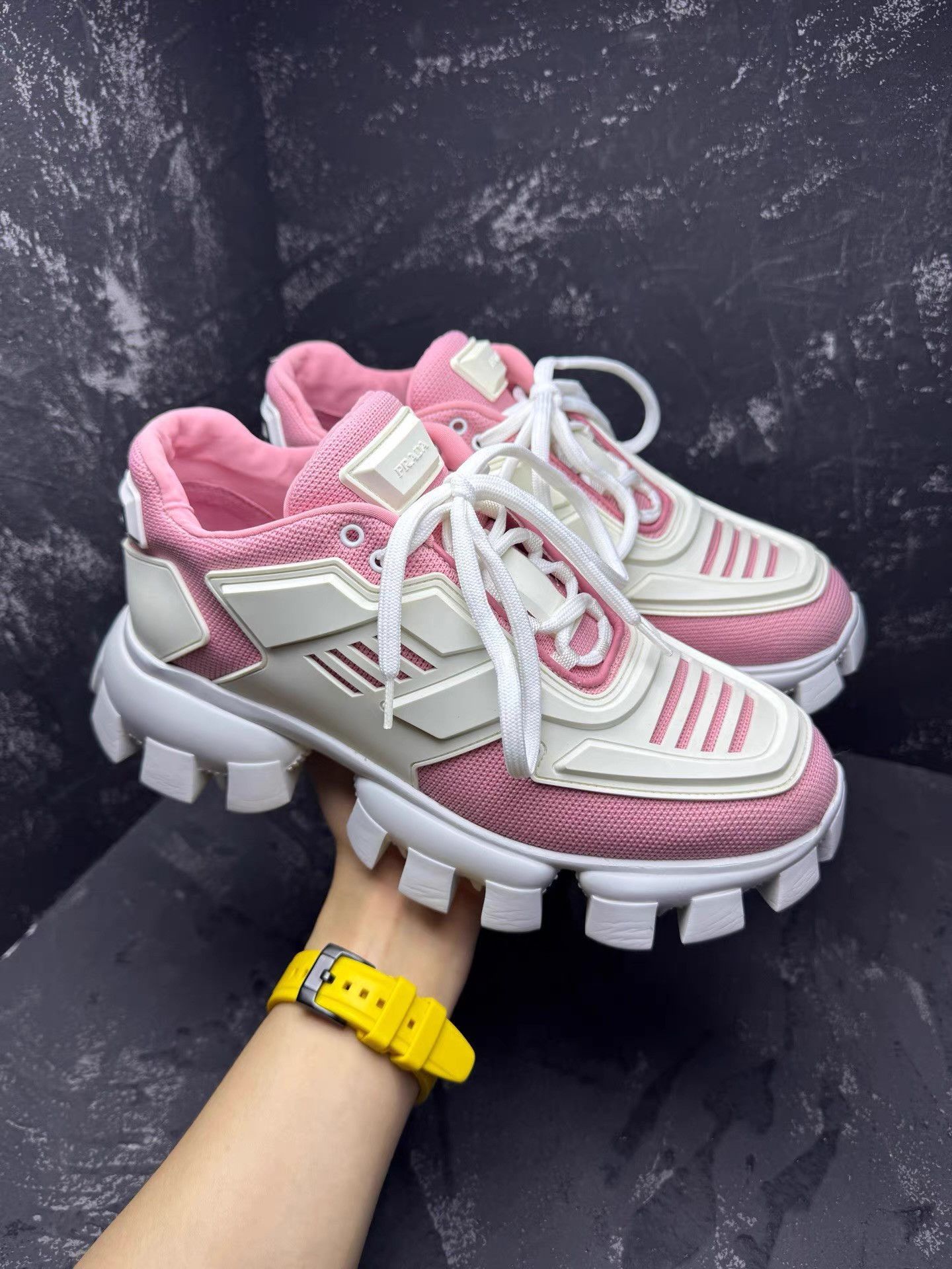 Prada Prada White & Pink Platform Sneakers Q10 Size US 7.5 / IT 37.5 - 3 Thumbnail