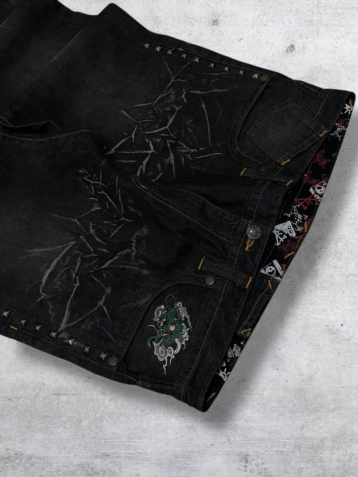 Japanese Brand VINTAGE CREATURE DRAGON JAPAN 90S DESIGNER NINE RULAZ DENIM Size US 34 / EU 50 - 6 Thumbnail