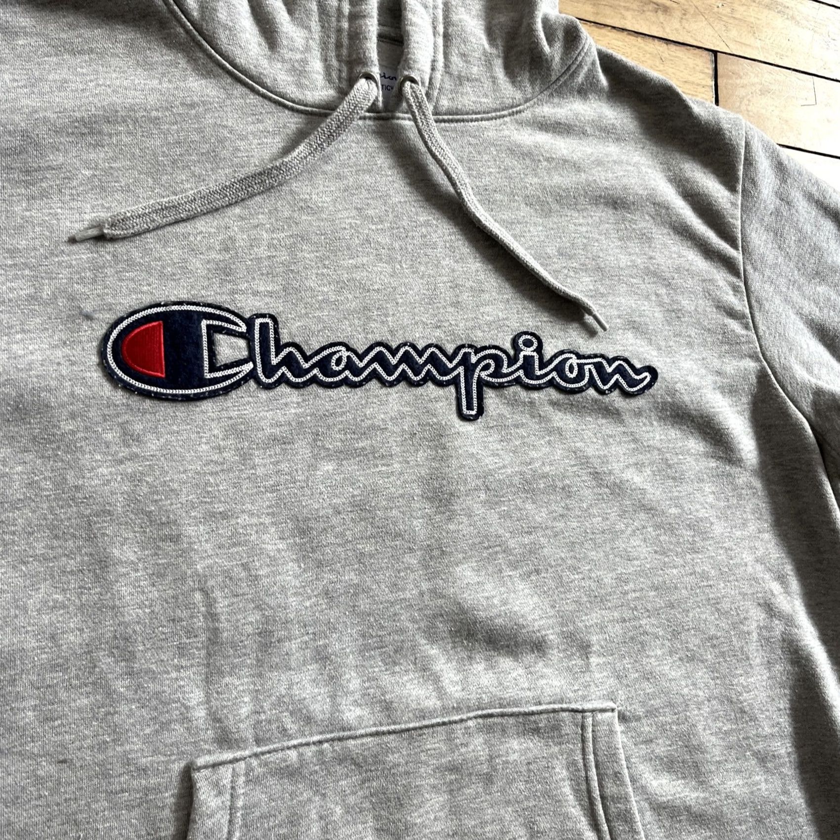 Champion CHAMPION Hoodie Men L Gray Embroidered Logo Hooded Pullover Active Sports Streetwear Size US L / EU 52-54 / 3 - 3 Thumbnail