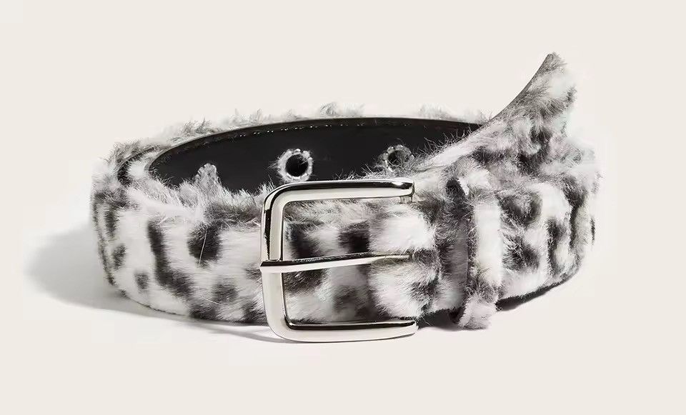 Japanese Brand Y2K Grunge Fluffy Fur Leopard Print Grommet Belt Size ONE SIZE - 1 Thumbnail
