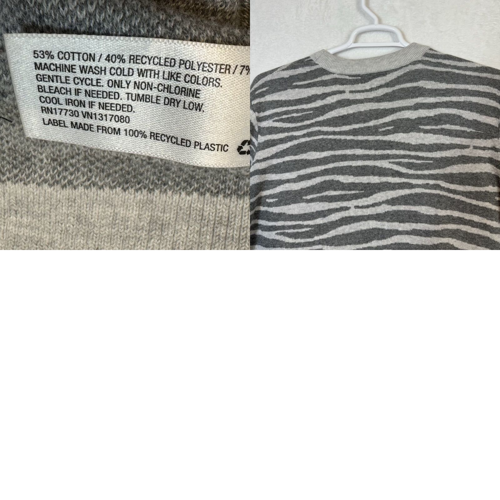 Vintage Ava & Viv Zebra Print Knit Crew Pullover Gray Plus 47 Chest Women's Sweater XL Size L / US 10 / IT 46 - 8 Thumbnail