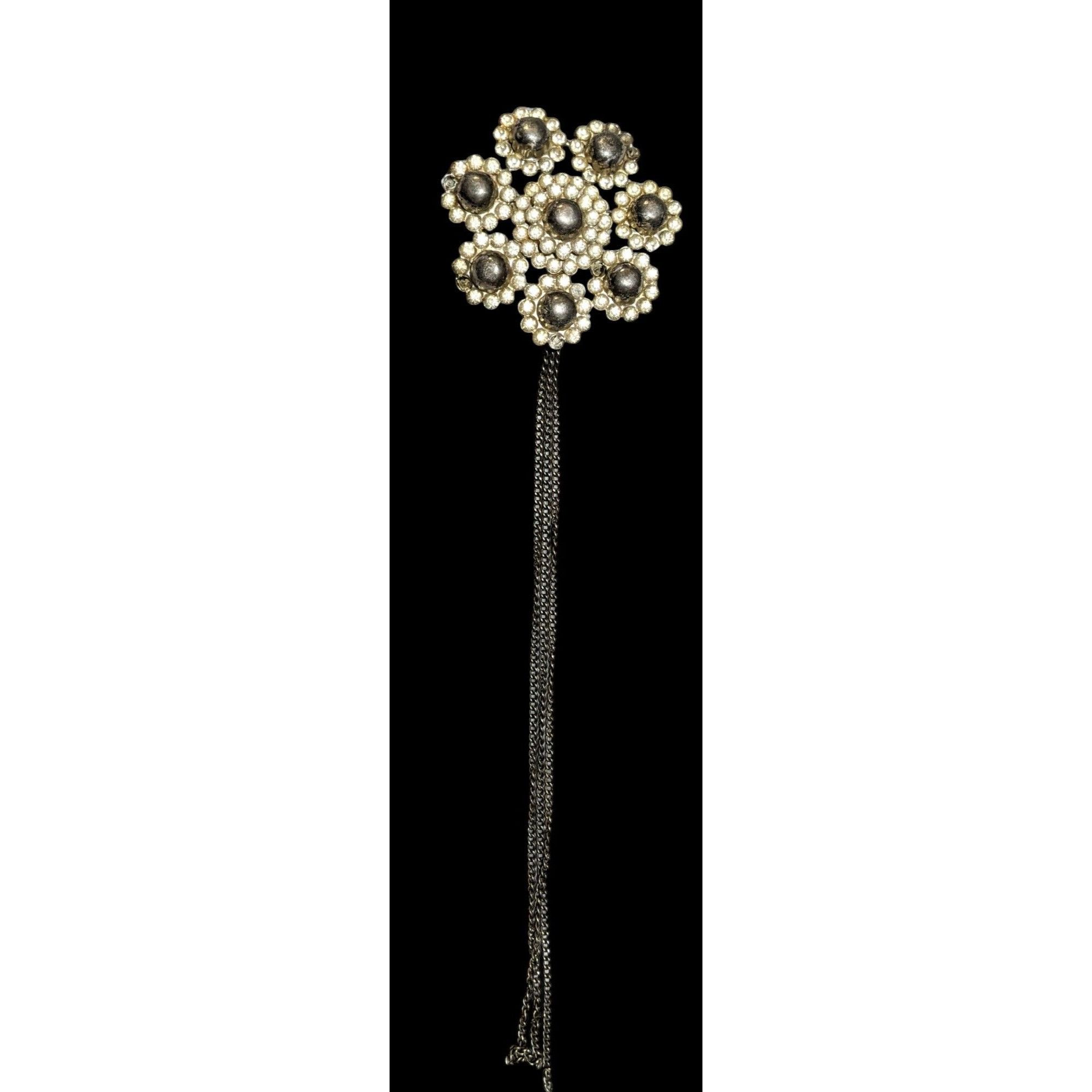 Other Vintage Brutalist Floral Rhinestone Chain Brooch Size ONE SIZE - 1 Thumbnail