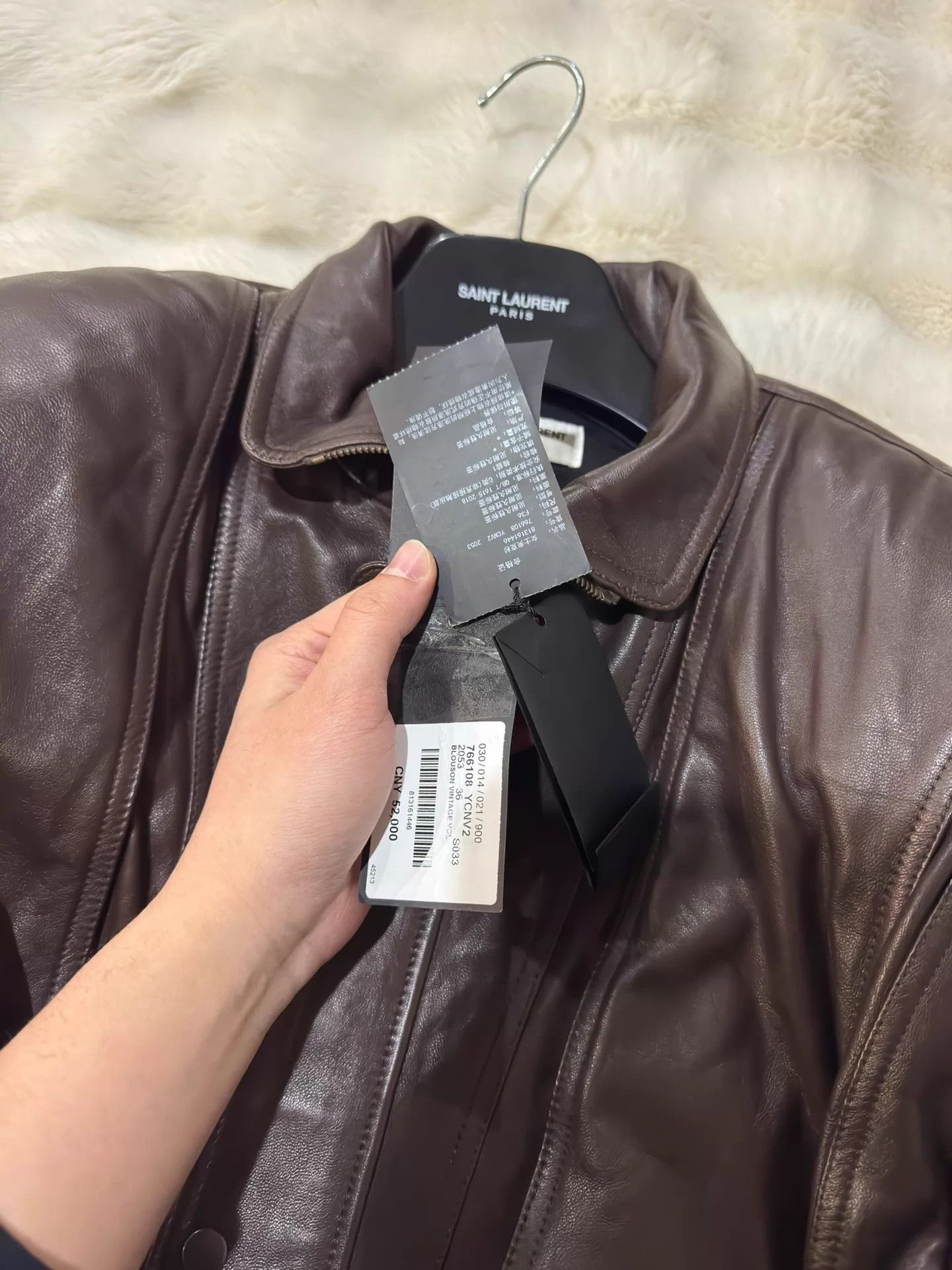 Saint Laurent Paris YSL 23 Runway Sheepskin Leather Unisex F36 Jacket Size XS / US 0-2 / IT 36-38 - 5 Thumbnail
