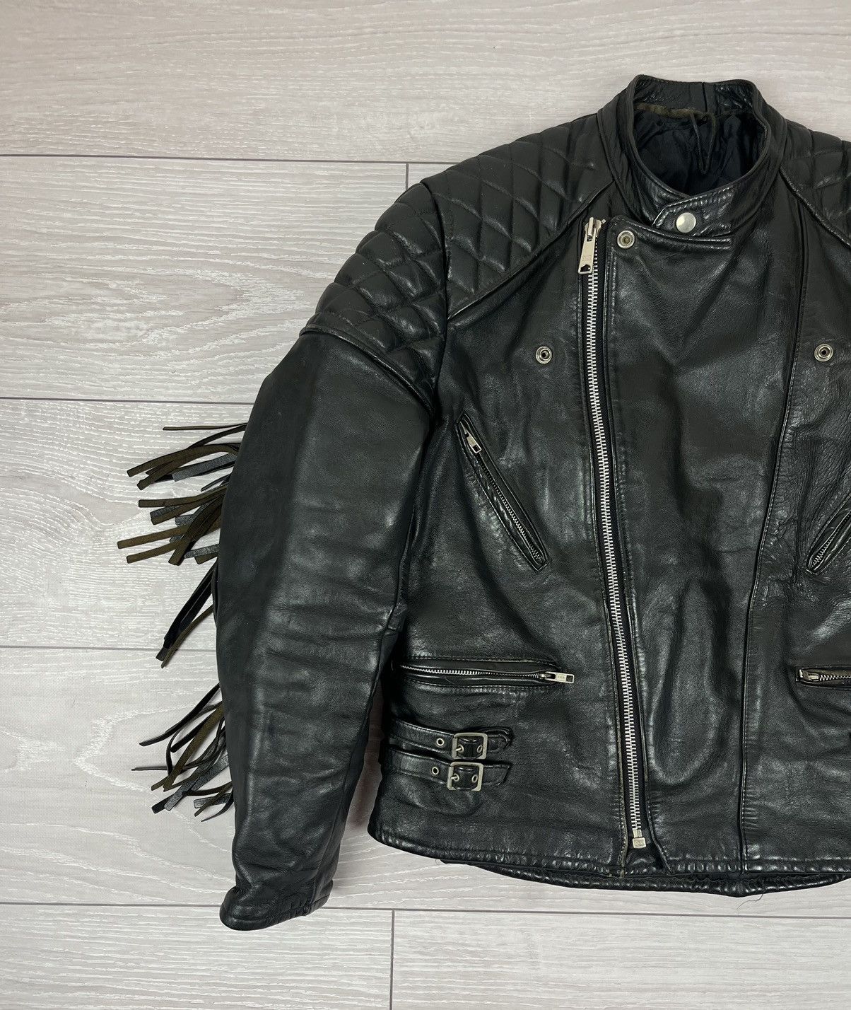 Genuine Leather Vintage Avante Garde Black Leather Biker Jacket L Size Size US L / EU 52-54 / 3 - 5 Thumbnail