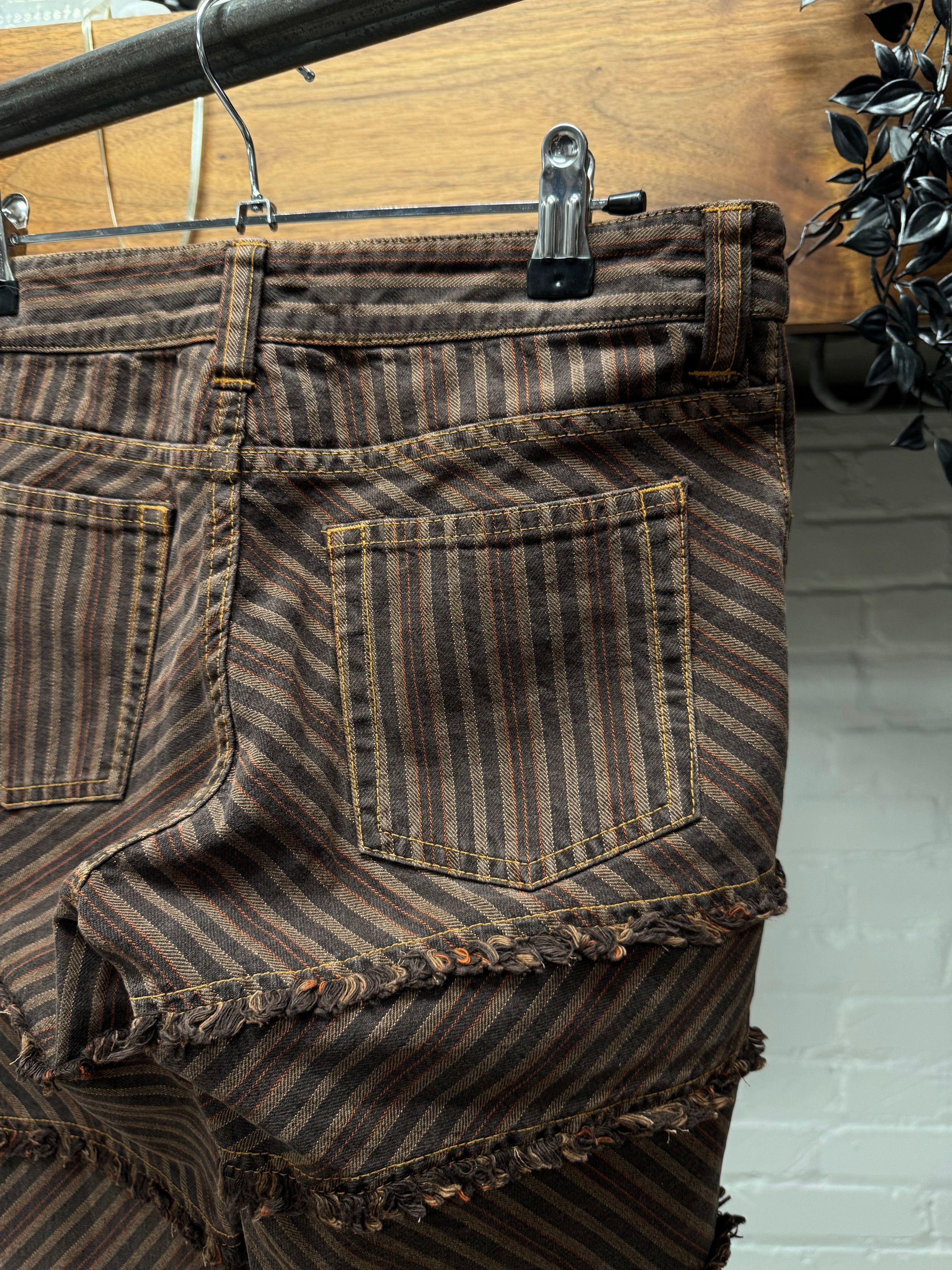 Junya Watanabe SS2002 Junya Watanabe Striped Brown Patchwork Flared Denim Size US 29 - 5 Thumbnail