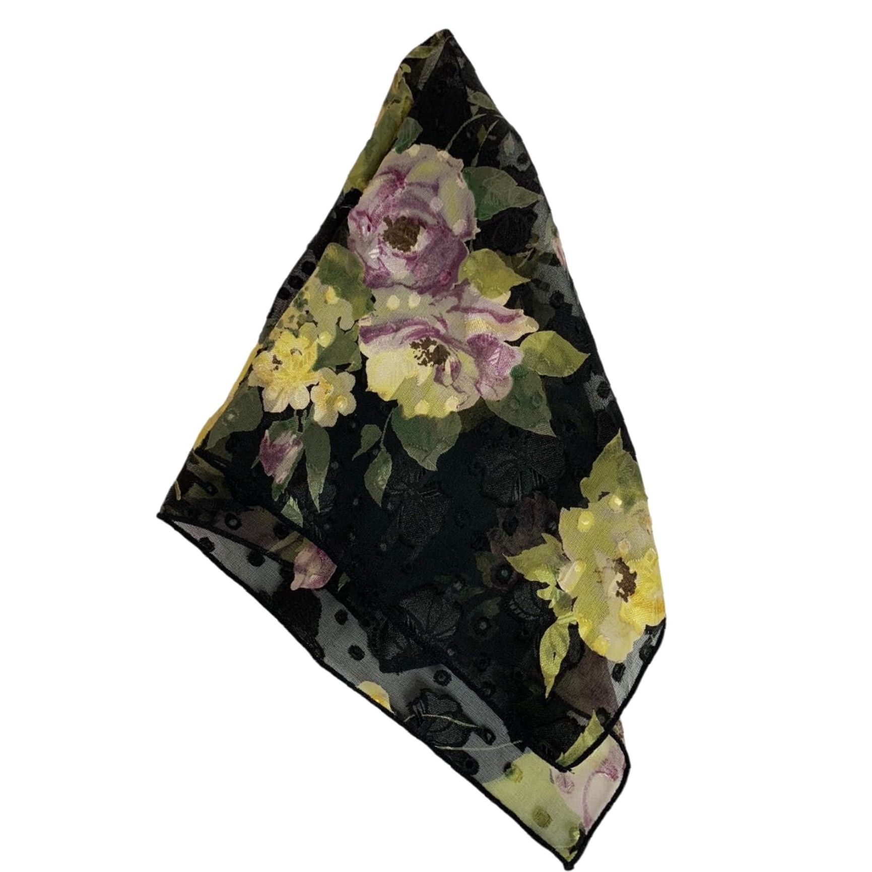 Vintage VINTAGE Floral Scarf Womens 19 Inch Square Textured Siky Sheer Gray Size ONE SIZE - 6 Thumbnail