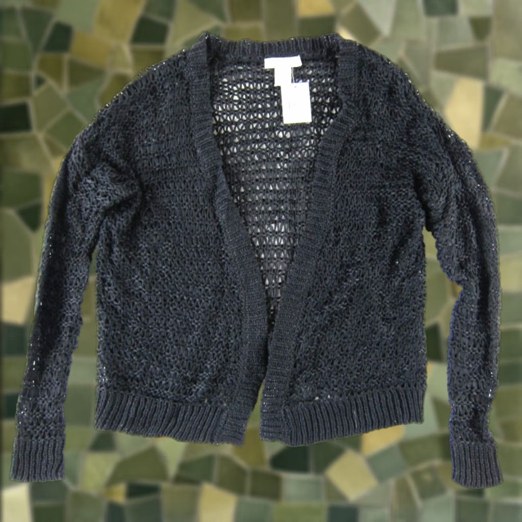 Nordstrom Cotton Emporium Cardigan Sweater Open-Knit Black Knit M Women’s Medium NWT Size M / US 6-8 / IT 42-44 - 1 Thumbnail