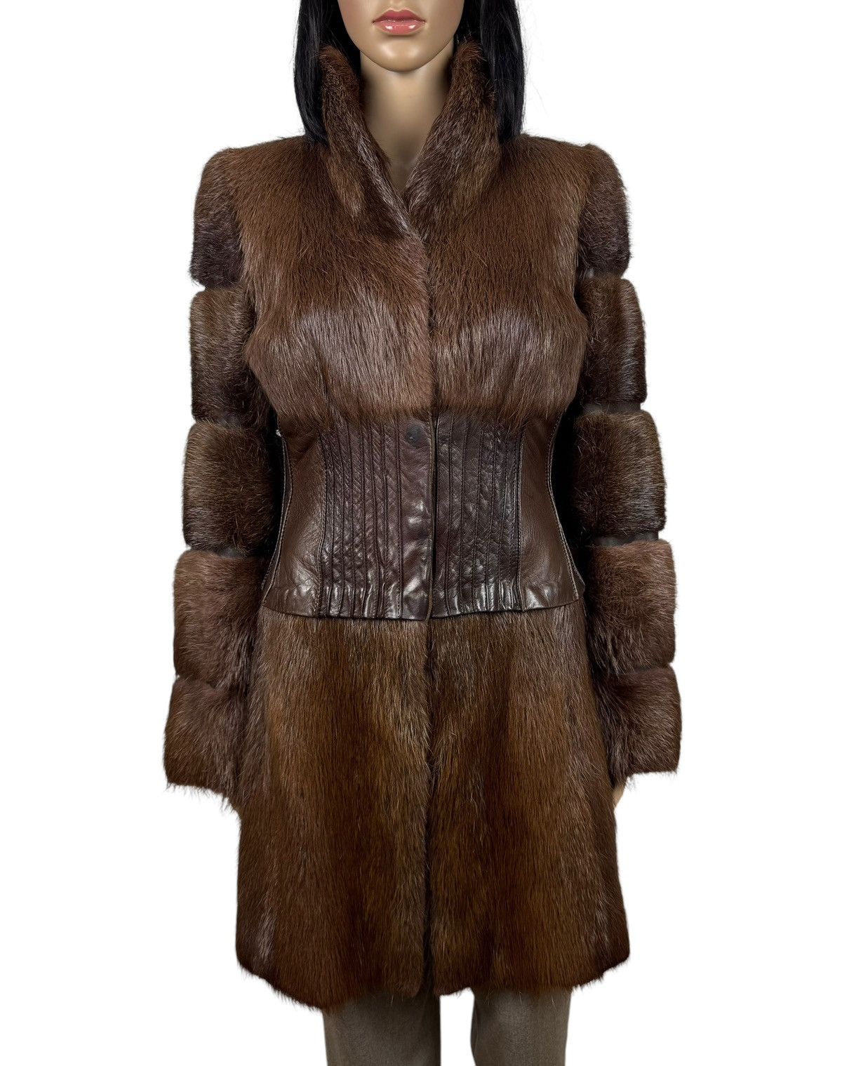 Designer × Genuine Leather Maryna Yaroslavskaya Real Fur Nutria Leather Coat size S Size S / US 4 / IT 40 - 3 Thumbnail