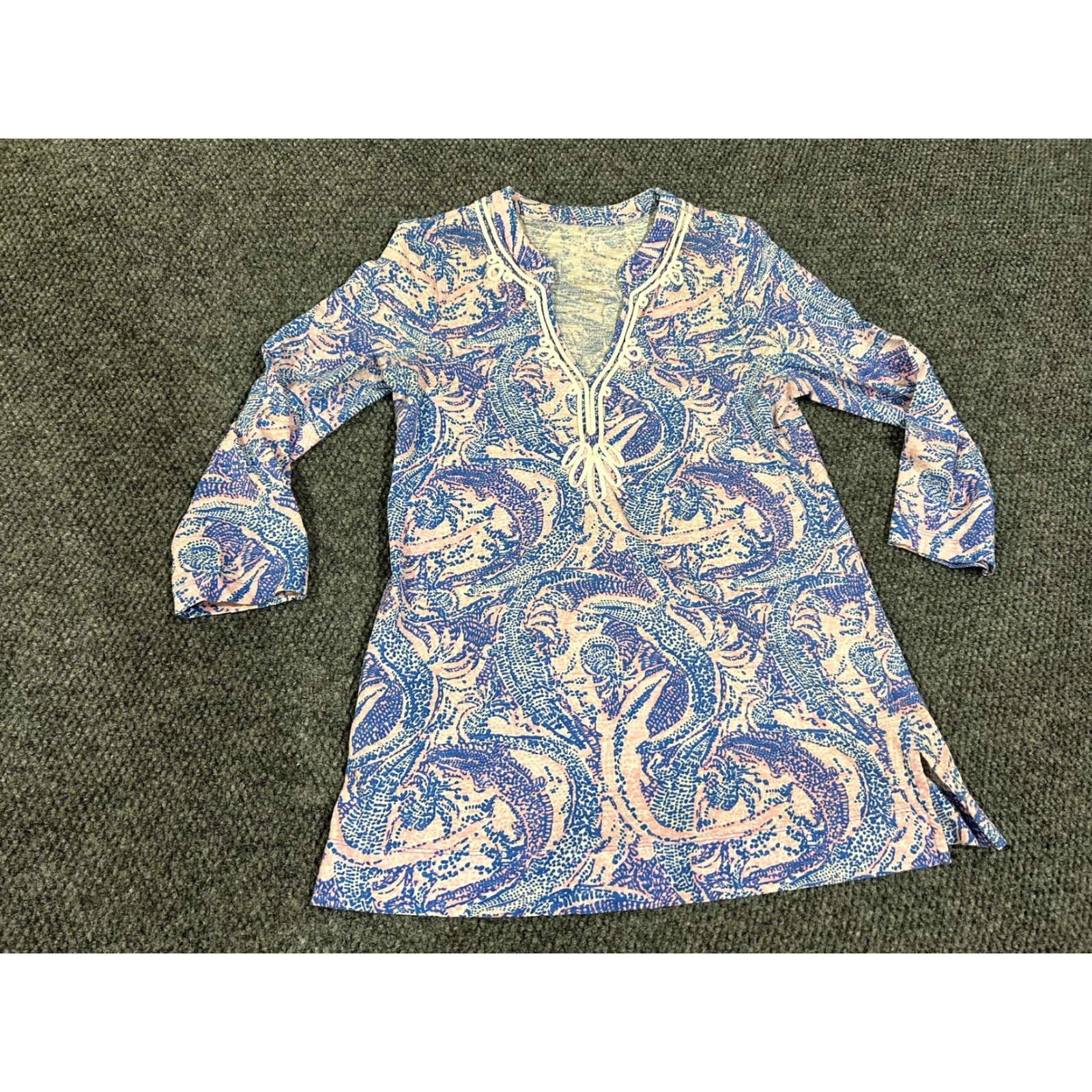 Lilly Pulitzer Lilly Pulitzer Womens Multicolor V-Neck 3/4 Sleeve Top Tunic Blouse Shift M Size M / US 6-8 / IT 42-44 - 2 Thumbnail