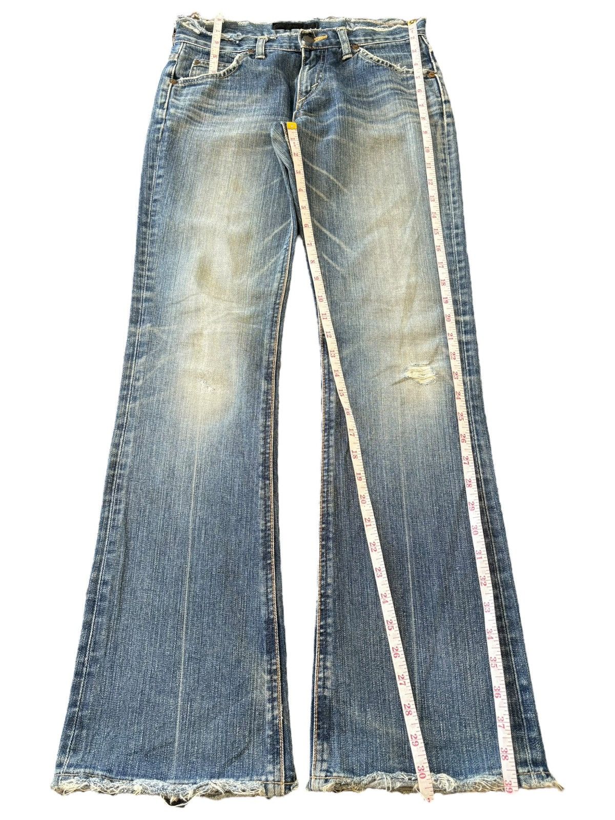 Lee Vintage Lee Riders Mud Wash Distress Low Rise Flare Jeans Size 29" - 7 Thumbnail