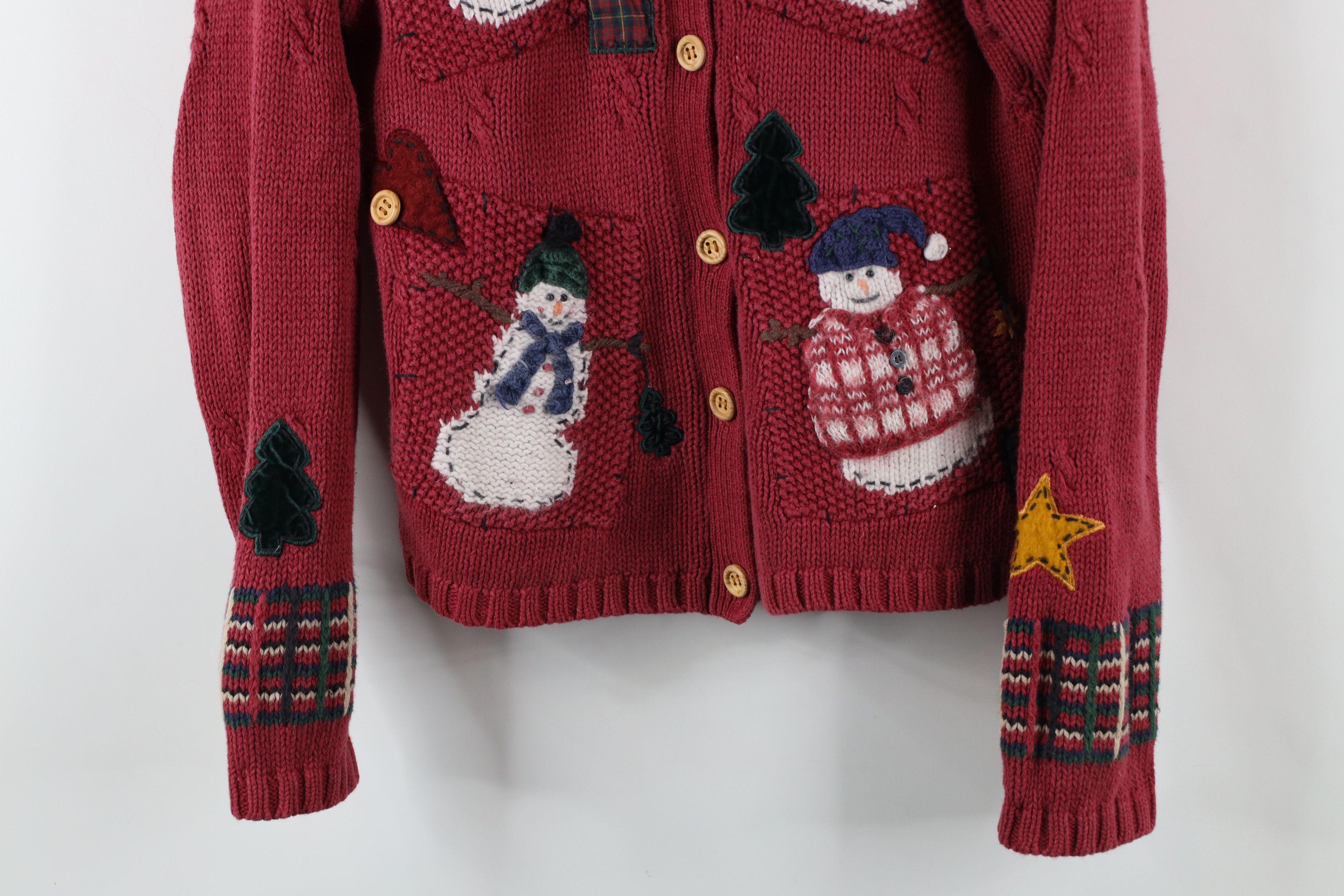 Vintage Vintage 90s Streetwear Snowman Ribbed Knit Cardigan Sweater Size S / US 4 / IT 40 - 3 Thumbnail