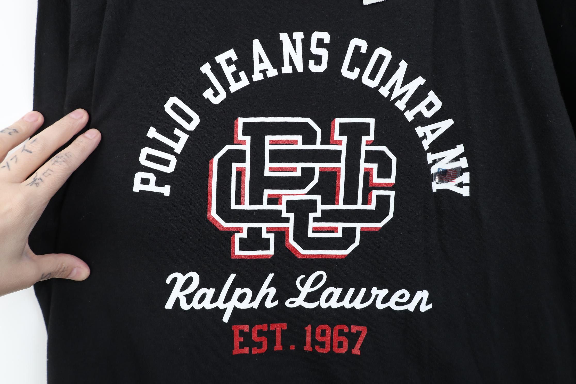 Polo Ralph Lauren Deadstock Vintage 90s Ralph Lauren Monogram T-Shirt Black Size US XXL / EU 58 / 5 - 4 Thumbnail