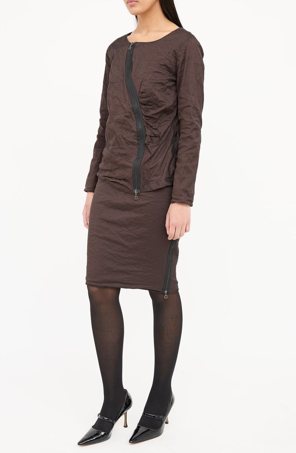 Sarah Pacini Sarah Pacini Brown Long Sleeve Top Sparkle Finish Size 3 Size L / US 10 / IT 46 - 2 Thumbnail
