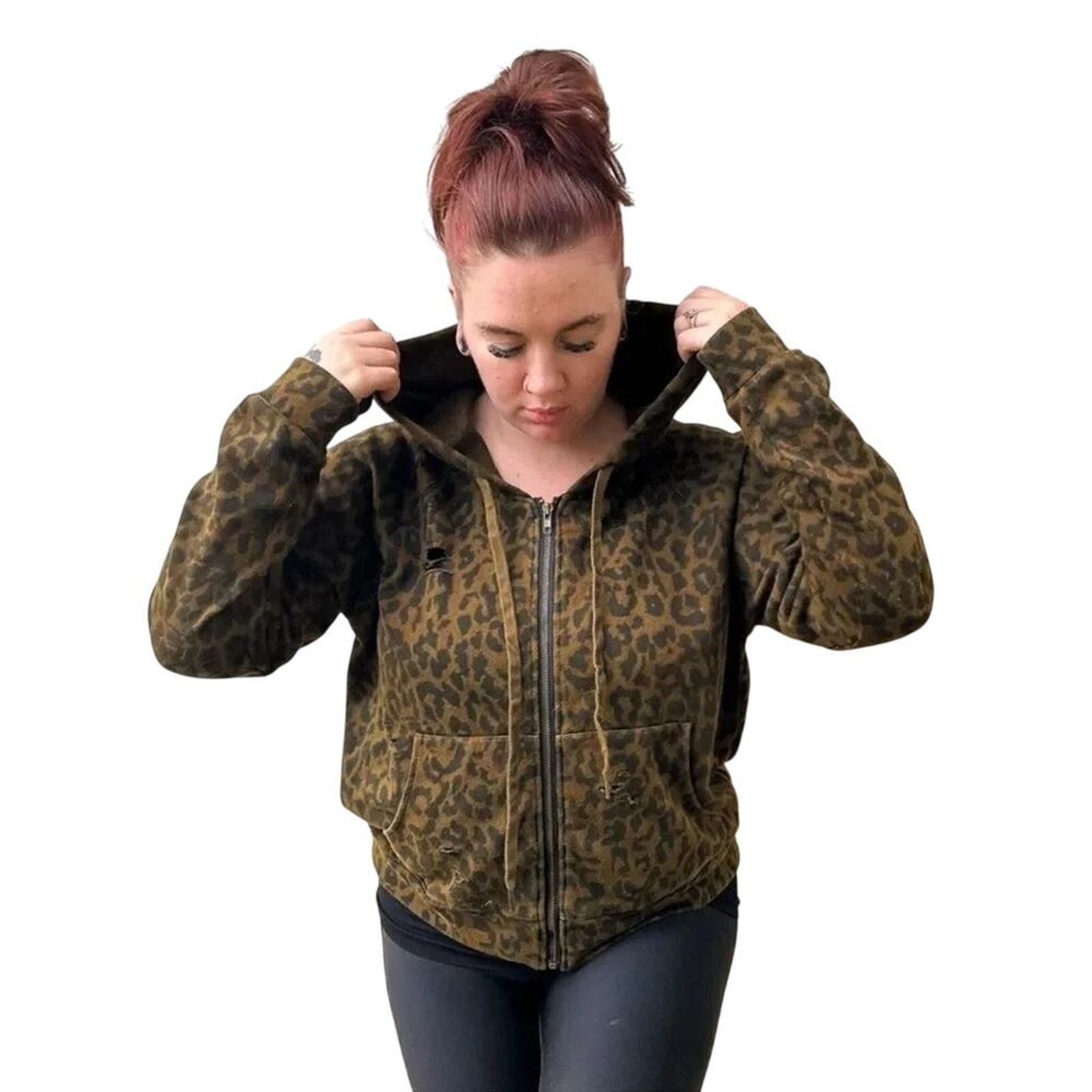 Other Disney Villain Graphic Zip Up Leopard Print Hoodie OOAK Size M / US 6-8 / IT 42-44 - 3 Thumbnail