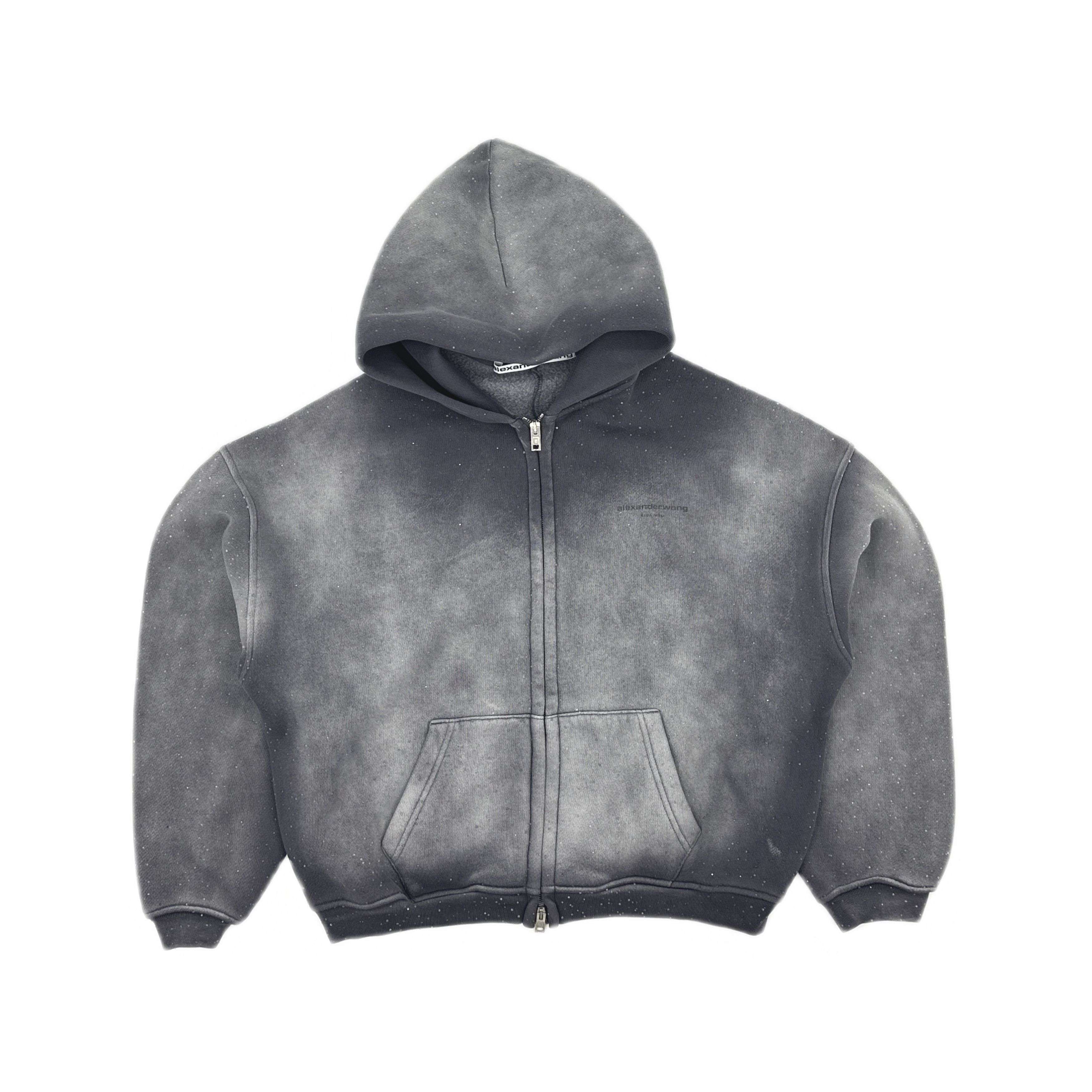 Alexander Wang Alexander Wang Rhinestone Zip Up Hoodie Size XXS Size US XXS / EU 40 - 1 Thumbnail