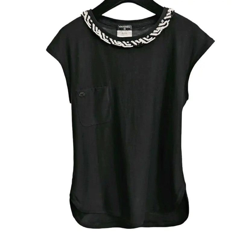Chanel Chanel Black Cotton Sleeveless T-Shirt 0089 Size XS / US 0-2 / IT 36-38 - 1 Thumbnail