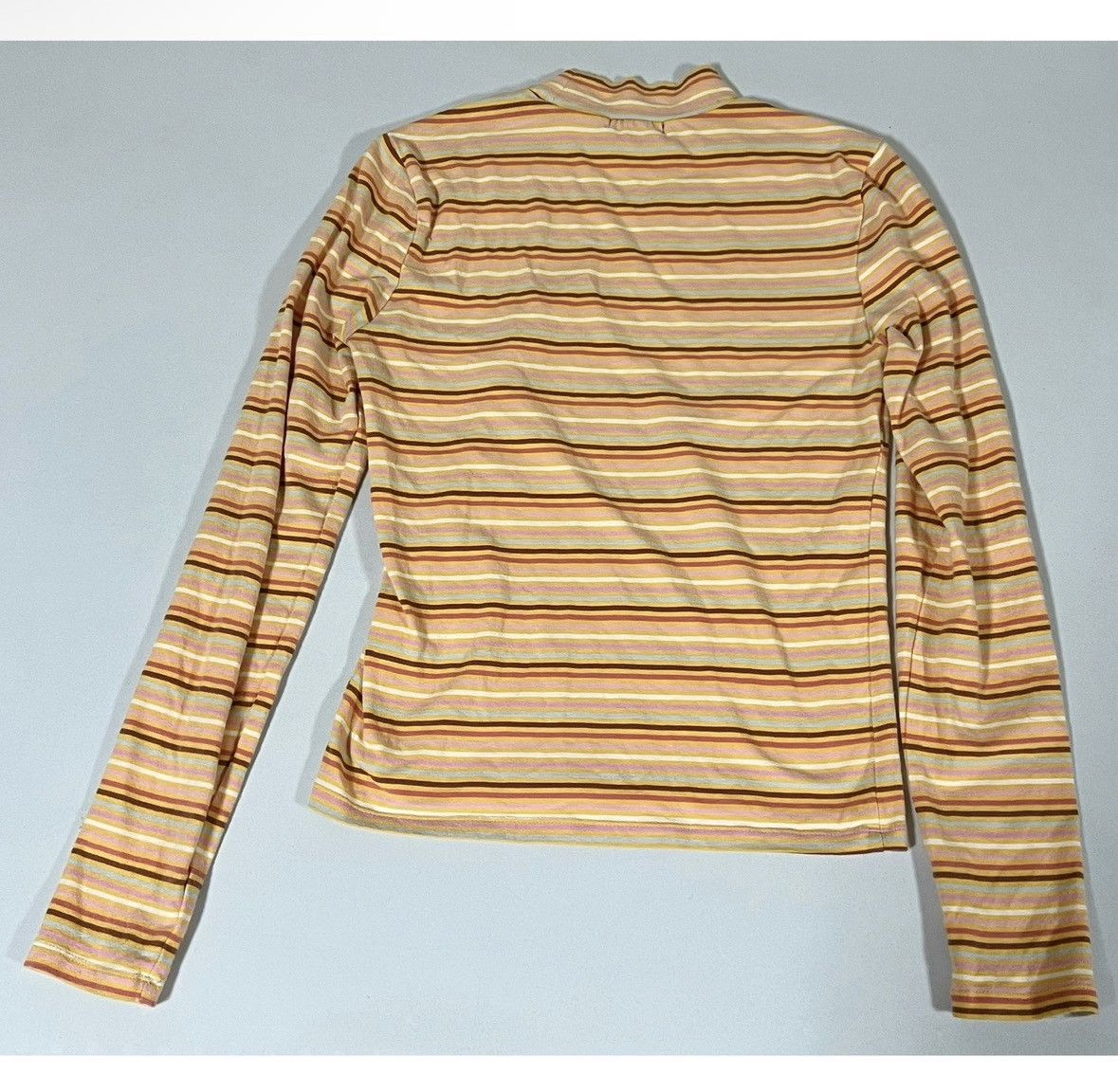 Vintage Orange Striped Long Sleeve Turtleneck Shirt Top Tee Size S🧡✨ Size S / US 4 / IT 40 - 3 Thumbnail