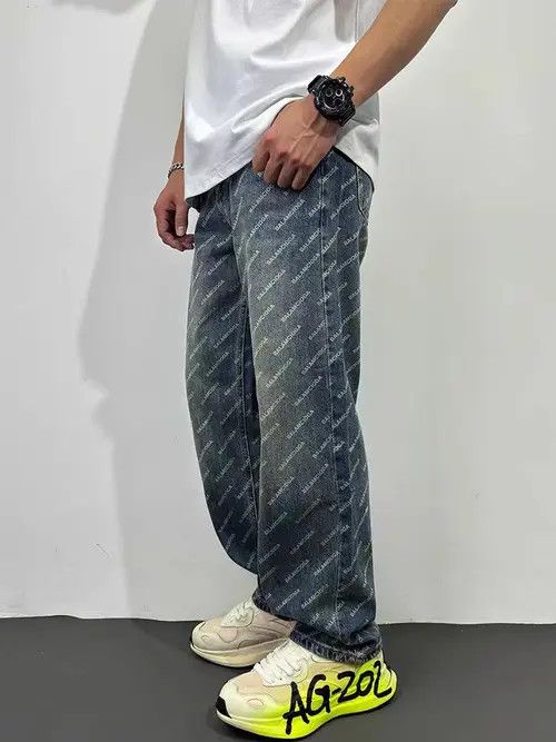 VIBE Vintage high street letter print loose casual jeans Size US 36 / EU 52 - 2 Thumbnail