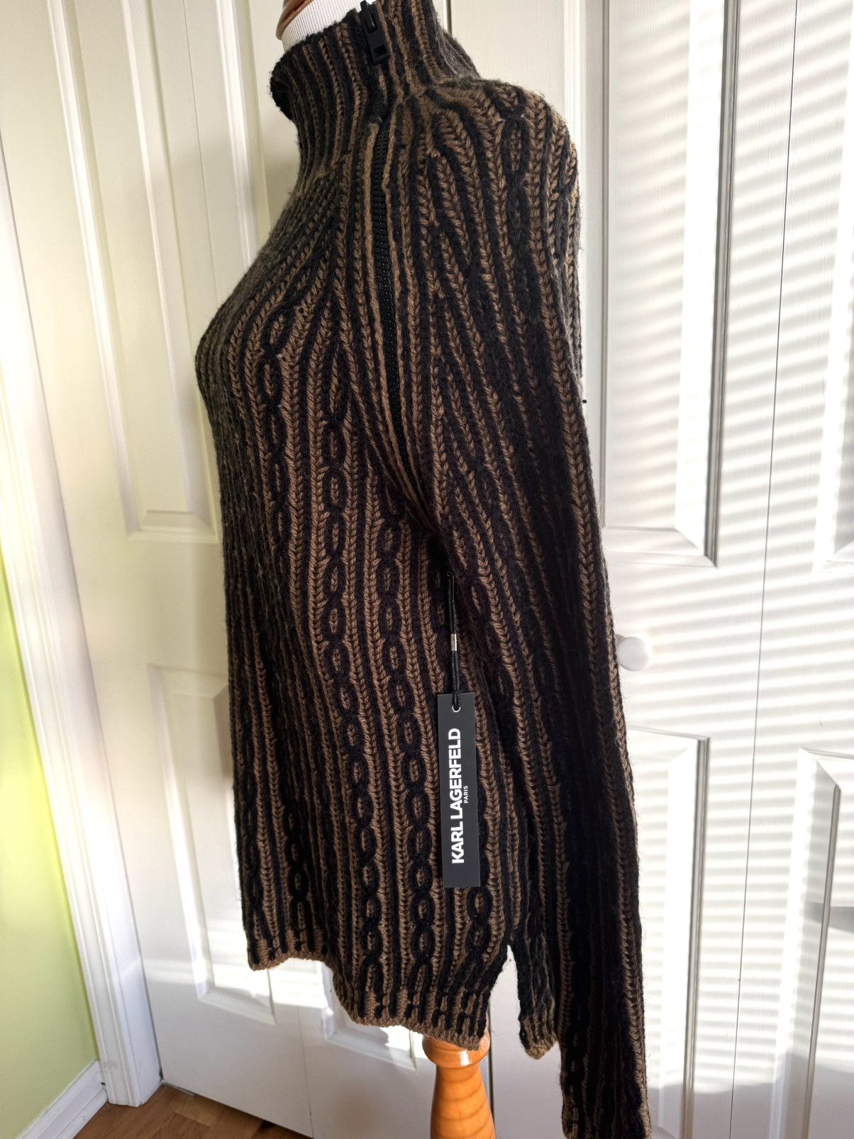 Karl Lagerfeld KARL LAGERFELD Women Brown Knit Long Sweater M NWT $229 Size M / US 6-8 / IT 42-44 - 4 Thumbnail