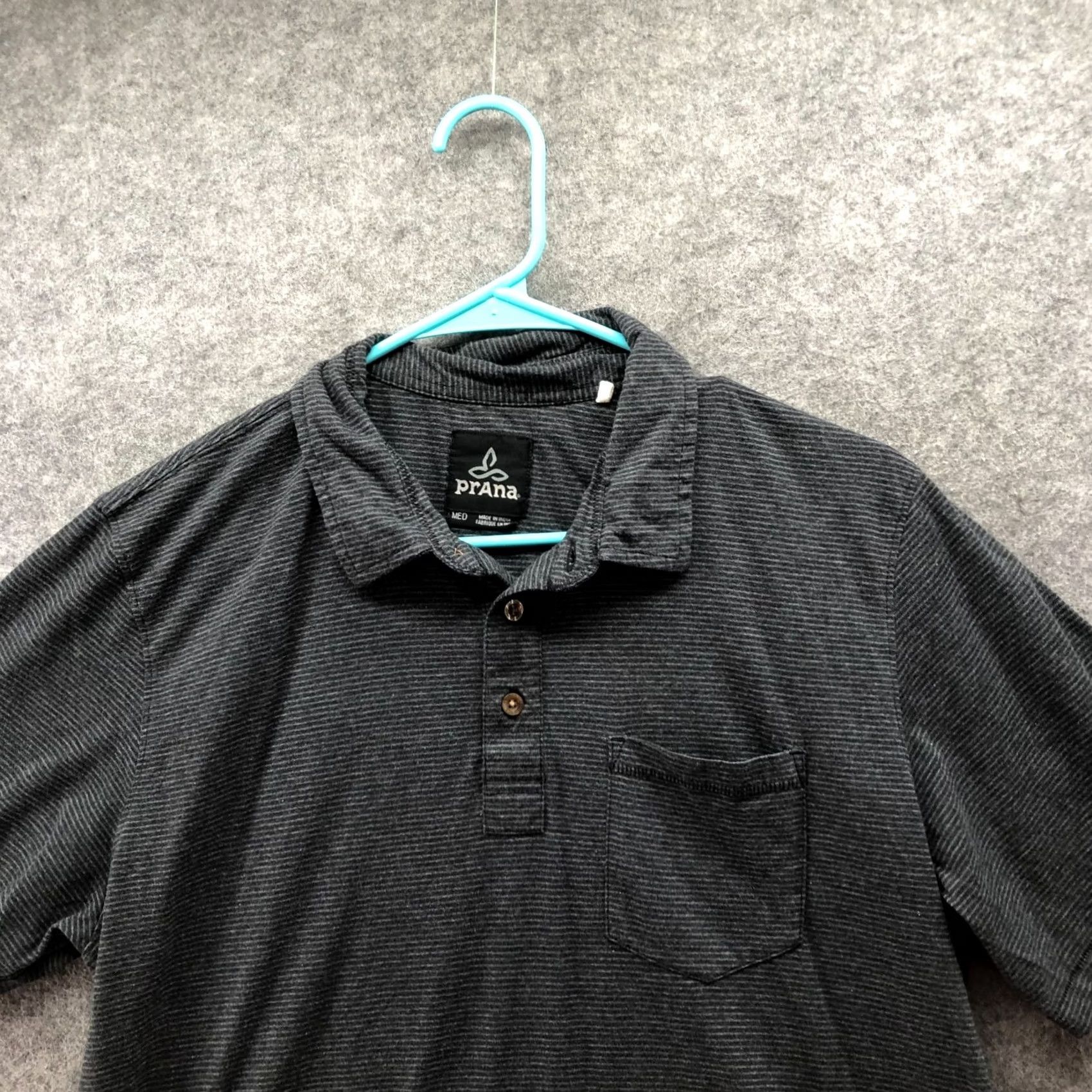 Prana VINTAGE? No. Prana Polo Shirt Mens M Gray Striped Short Sleeve Organic Cotton Blend Shirt Polo Men M Gray Striped Short Sleeve Casual Size US M / EU 48-50 / 2 - 3 Thumbnail