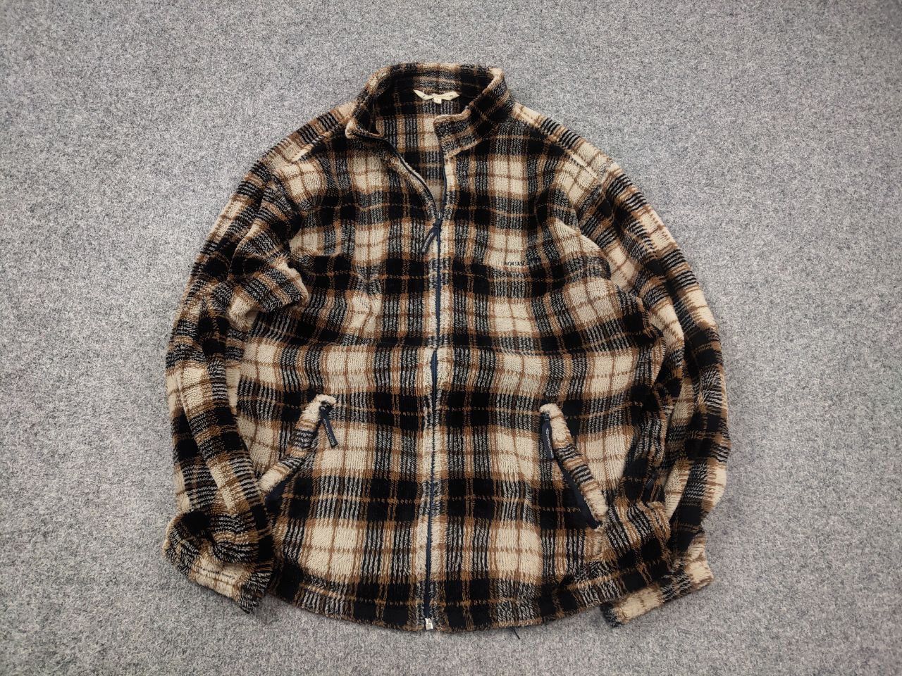 Aquascutum Vintage Aquascutum Zip-Up fleece brown check Sherpa jacket Size US L / EU 52-54 / 3 - 3 Thumbnail