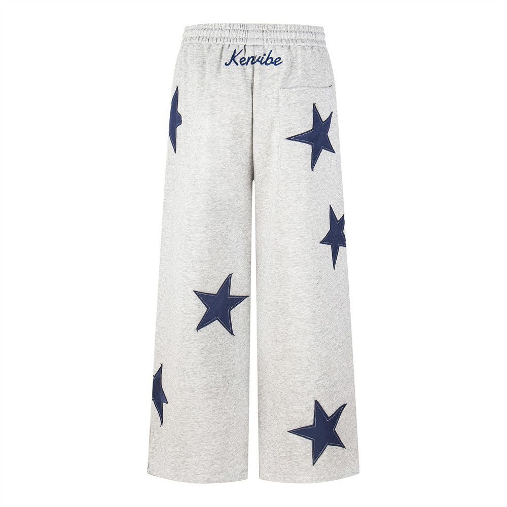 Japanese Brand Men's Loose-Fit Casual Straight-Leg Trousers with Star Print Size US 32 / EU 48 - 3 Thumbnail