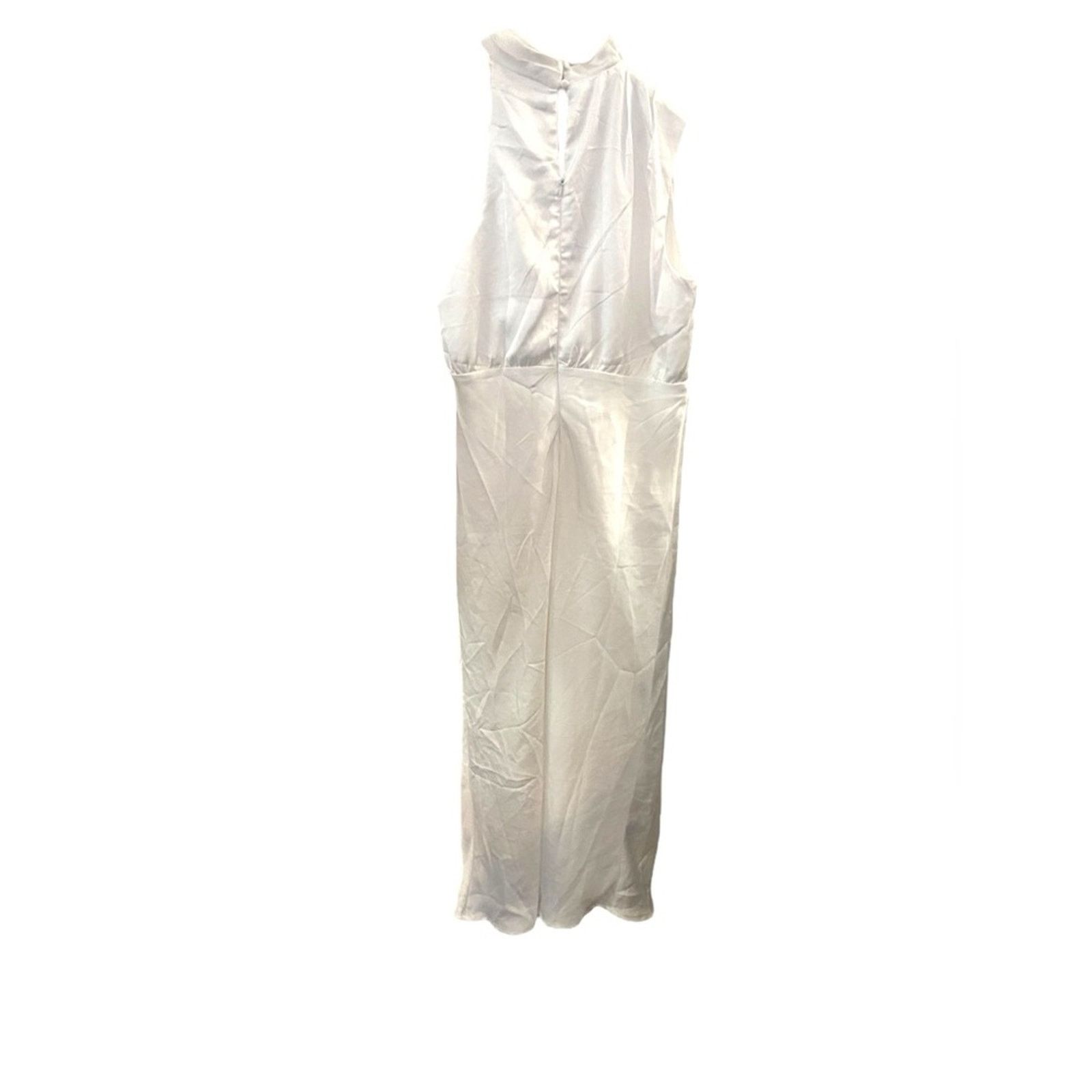 Other Lulu Greta Champagne Crinkle Satin Mock Neck Sleeveless Midi Size L / US 10 / IT 46 - 4 Thumbnail
