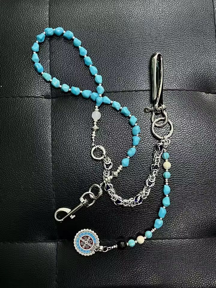 Jewelry ⛓️ New Turquoise Beaded Rosary Wallet Pant Chain Size ONE SIZE - 3 Thumbnail
