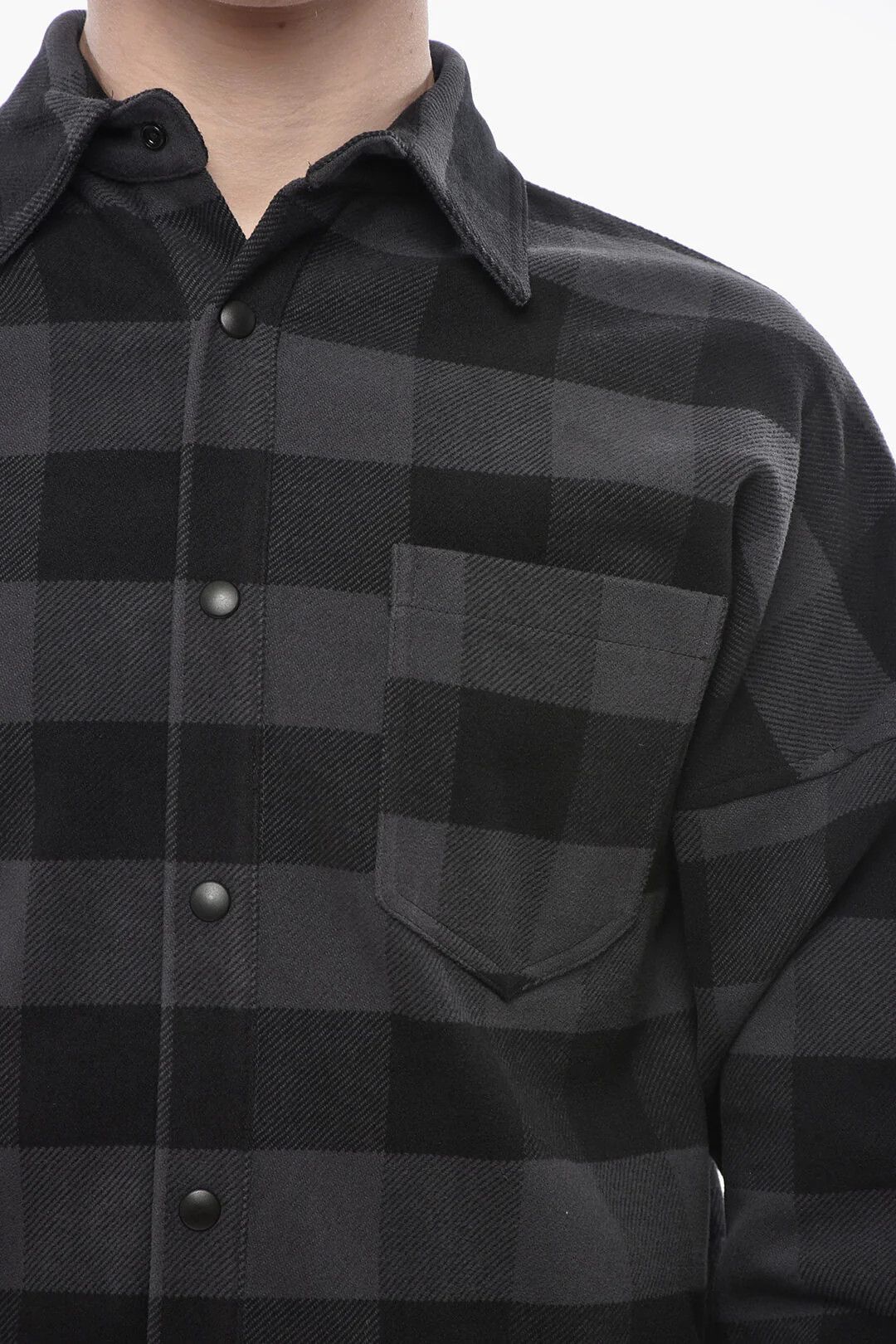 Palm Angels og1mm0326 Cotton Flannel Overshirt in Grey Size US XS / EU 42 / 0 - 3 Thumbnail
