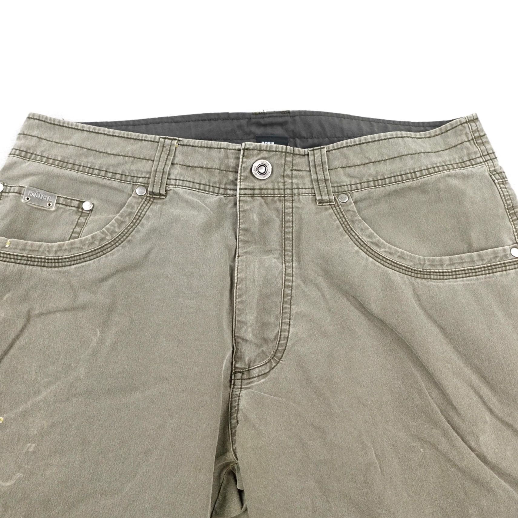 Vintage Kuhl Revolvr Cargo Pants Mens 34x30 Green Distressed Outdoor Hiking Work Jeans 5-Pocket Burnished Size US 34 / EU 50 - 2 Thumbnail